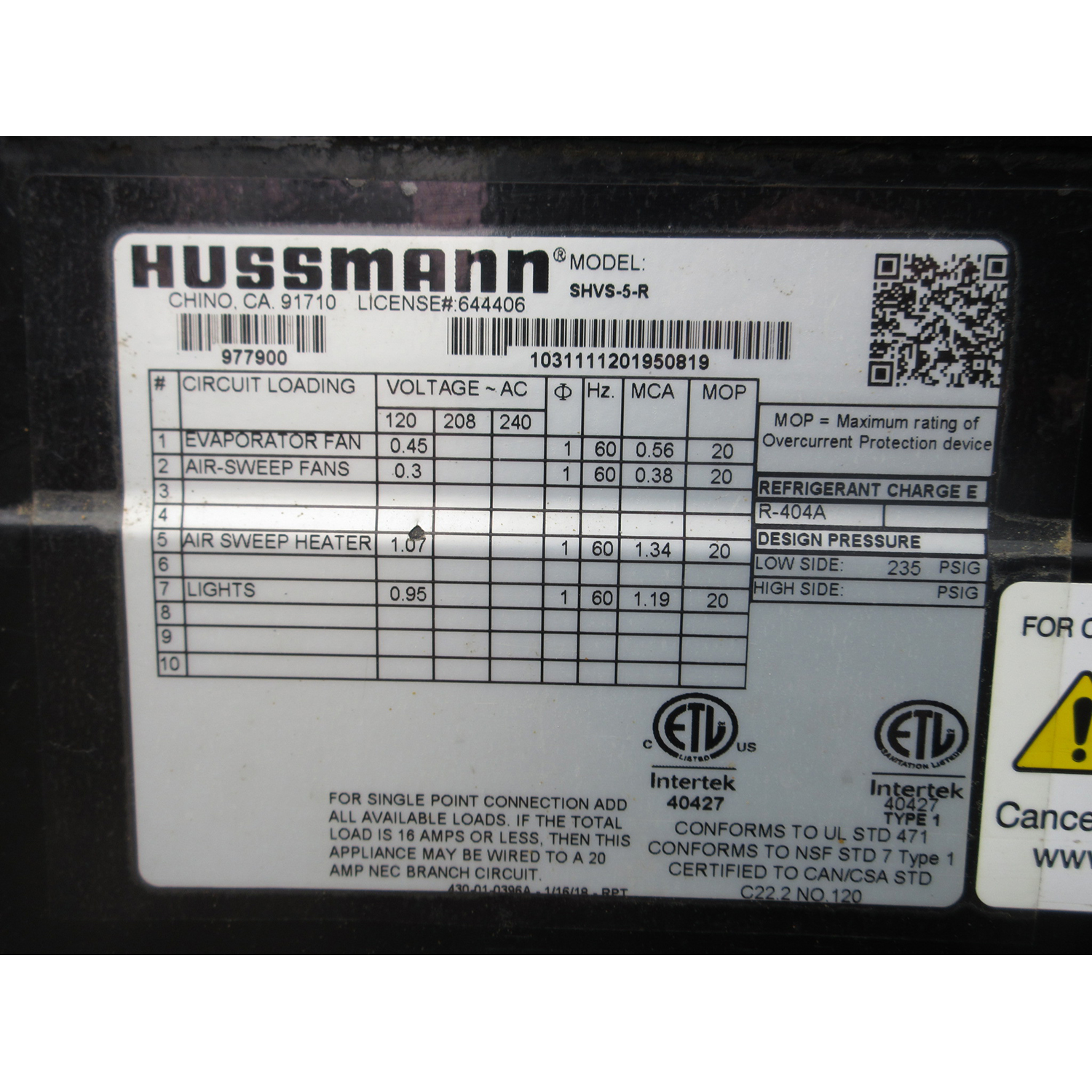  Hussman SHVS-5-R Remote Refrigerator Bakery Display Case, Used Excellent Condition image 4