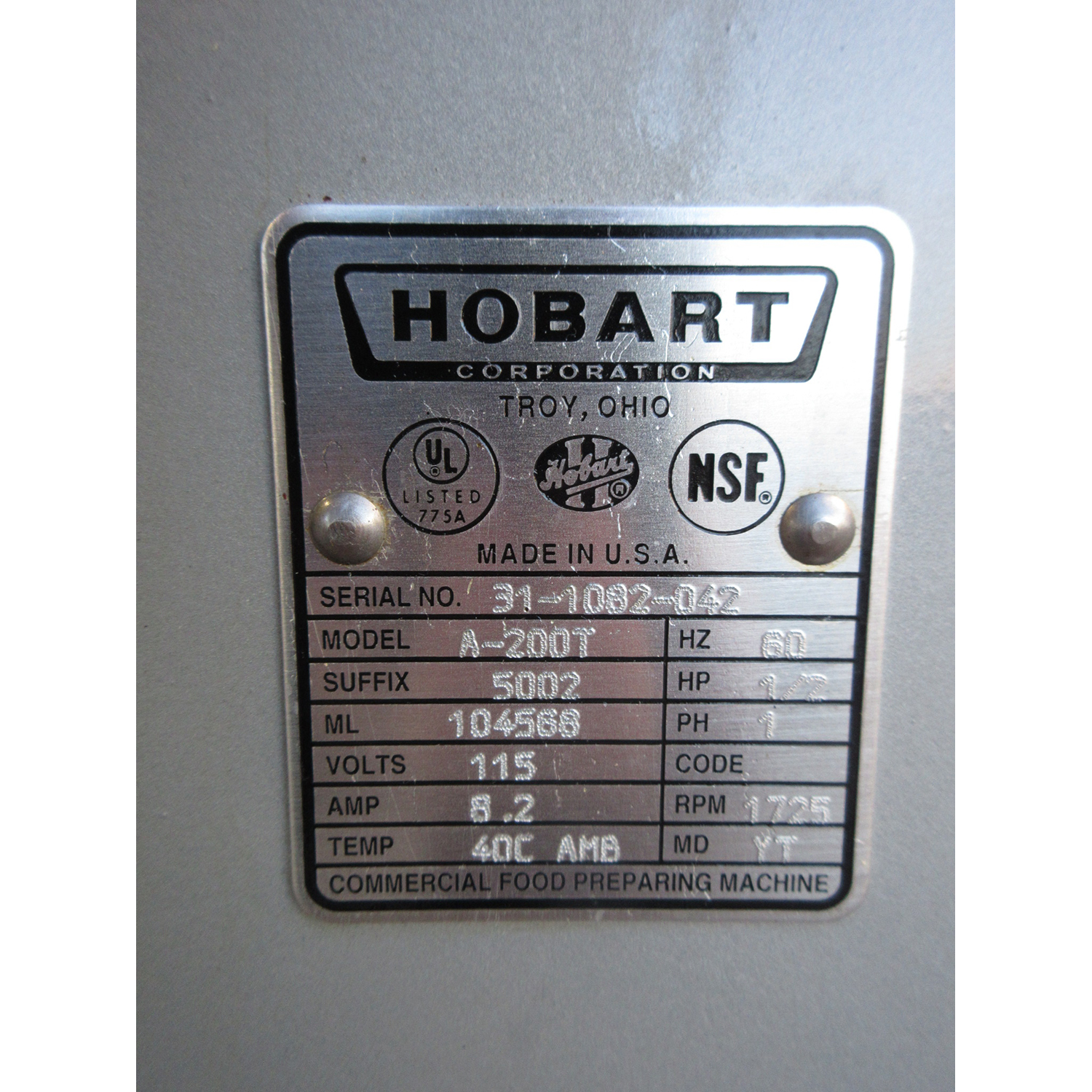 Hobart A200T 20 Qt Mixer, Bowl And 2 Attachments Included, Used Excellent Condition image 3