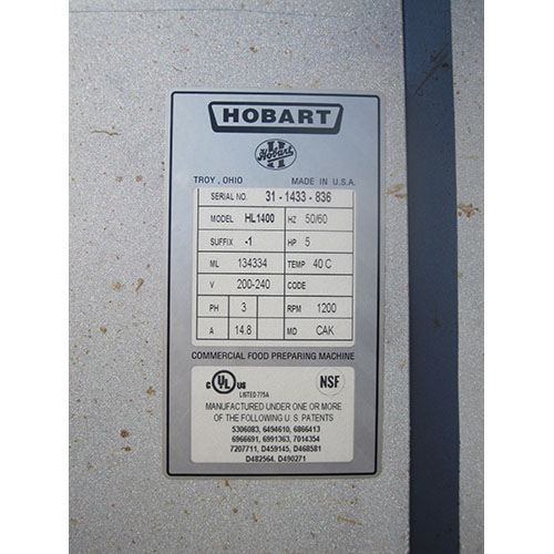 Hobart HL 140 Qt Legacy Commercial Mixer Model #HL 1400 Excellent Condition image 4