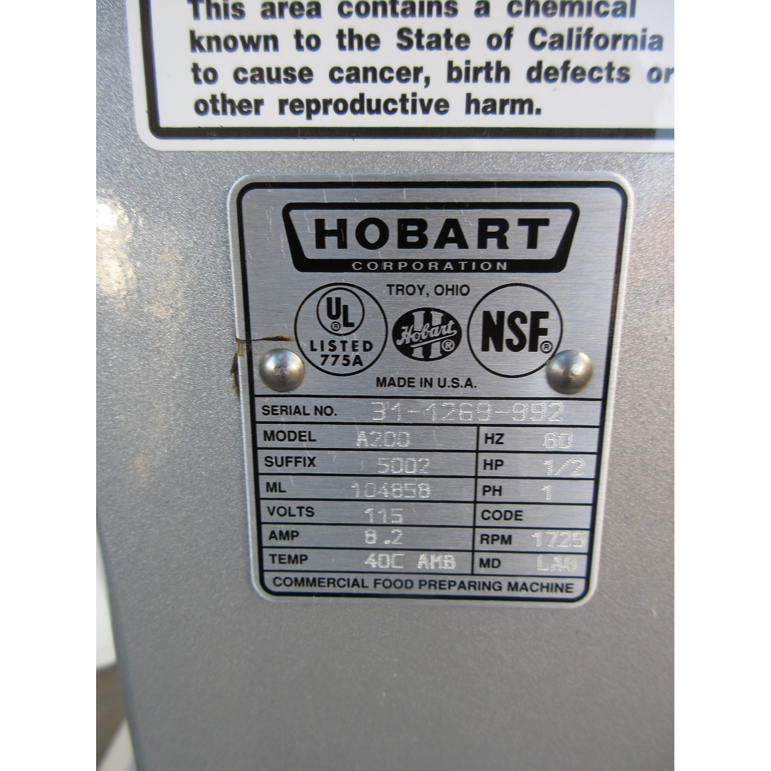 Hobart A200 Mixer 20 Qt, Bowl and 2 Attachments Included, Used Excellent Condition image 3