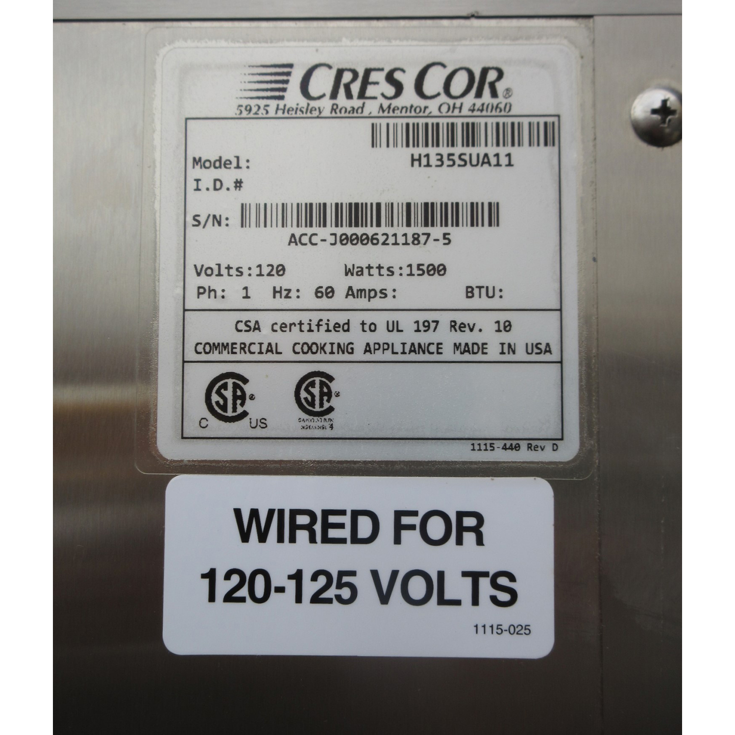 Cres Cor H-135-SUA-11 Mobile Heated Cabinet, Used Excellent Condition image 4