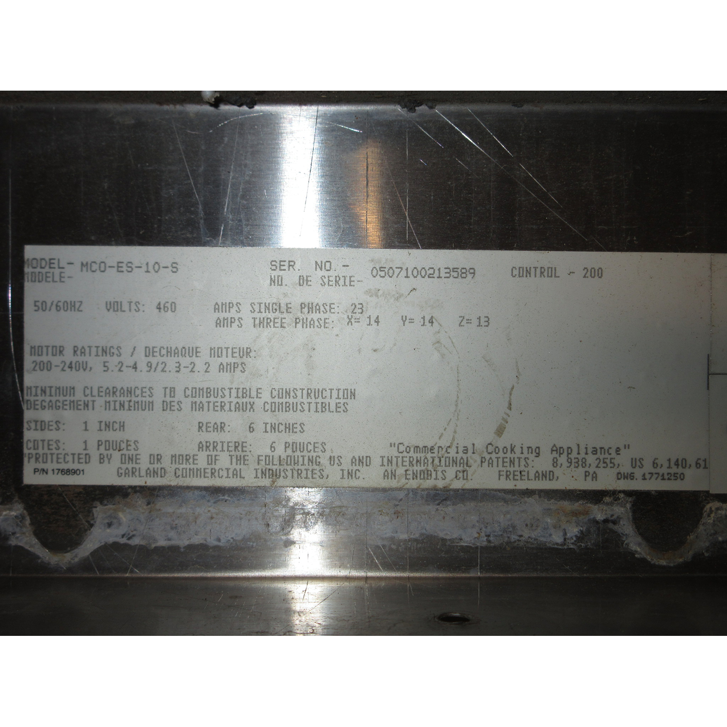 Garland Master MCO-ES-10S Electric Full Size Convection Oven 460V, Used Excellent Condition image 5