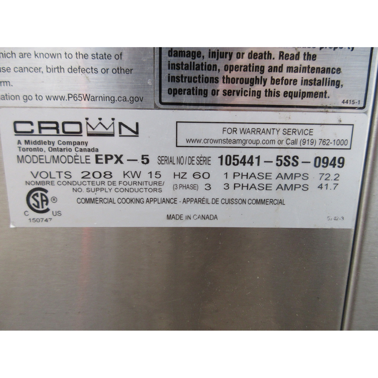 Crown EPX-5 Electric Countertop Steamer, Used Excellent Condition image 4