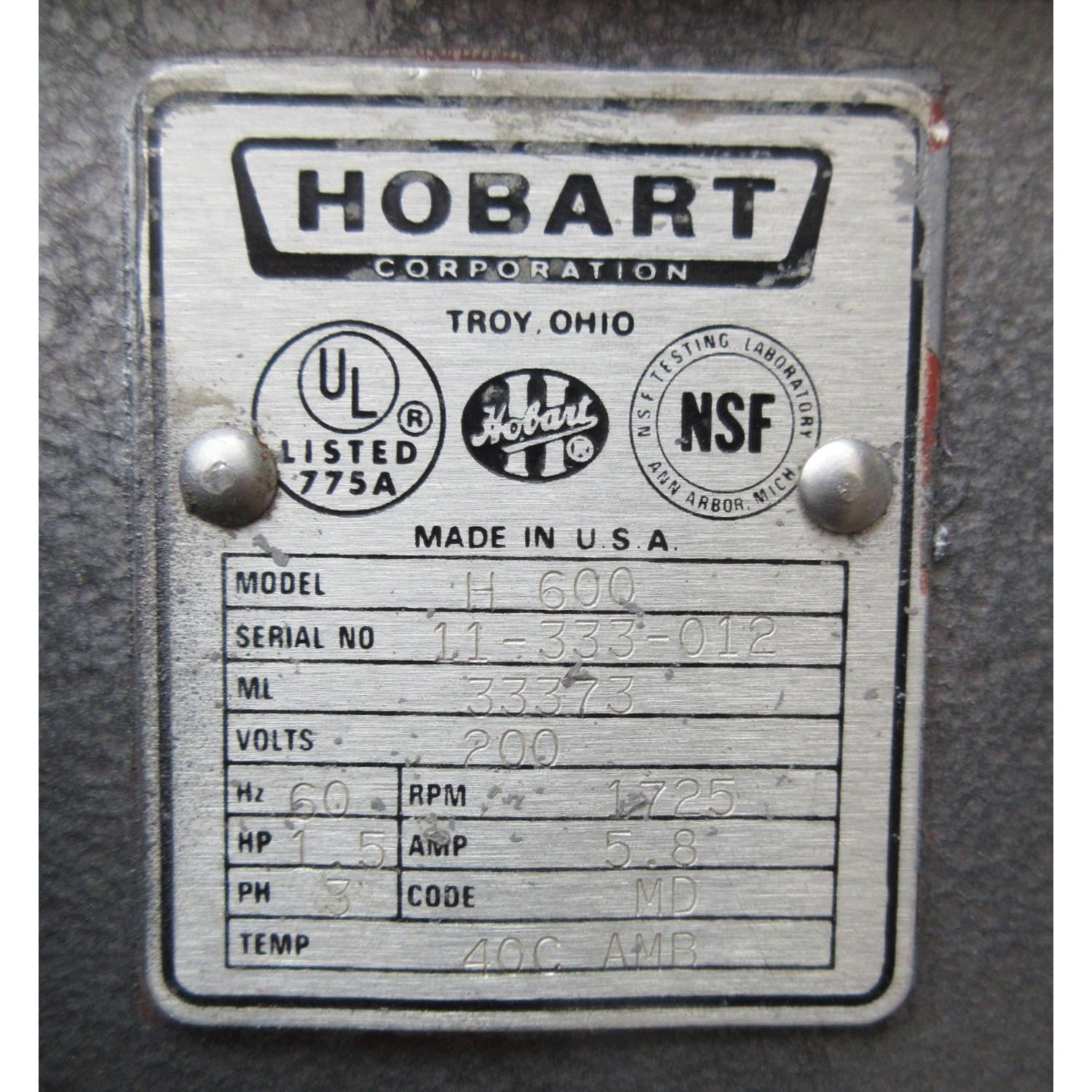 Hobart H600 60 Qt Mixer Bowl And 2 Attachments Included, Used Excellent Condition image 3