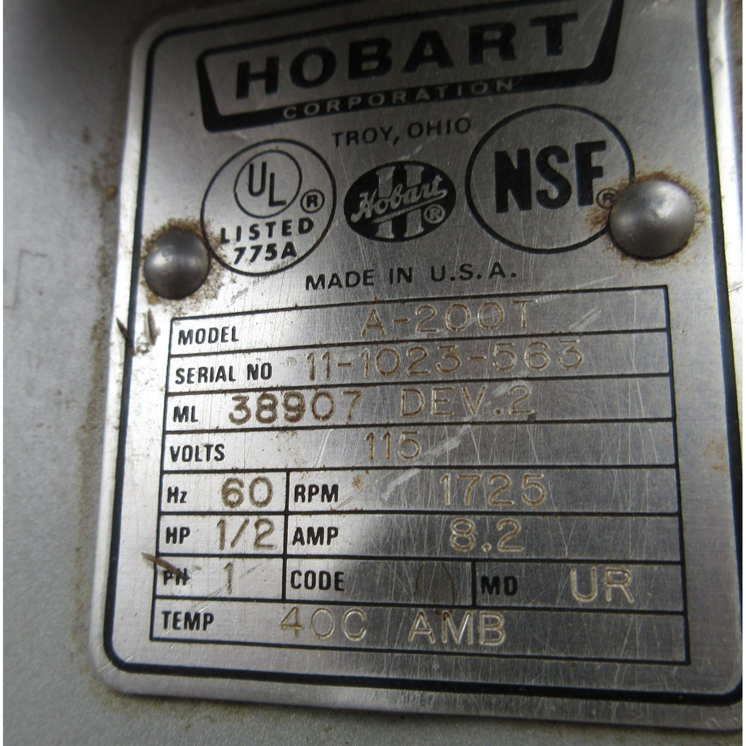 Hobart A200T 20 Qt Mixer With Bowl And 2 Attachments Included, Used Excellent Condition image 3