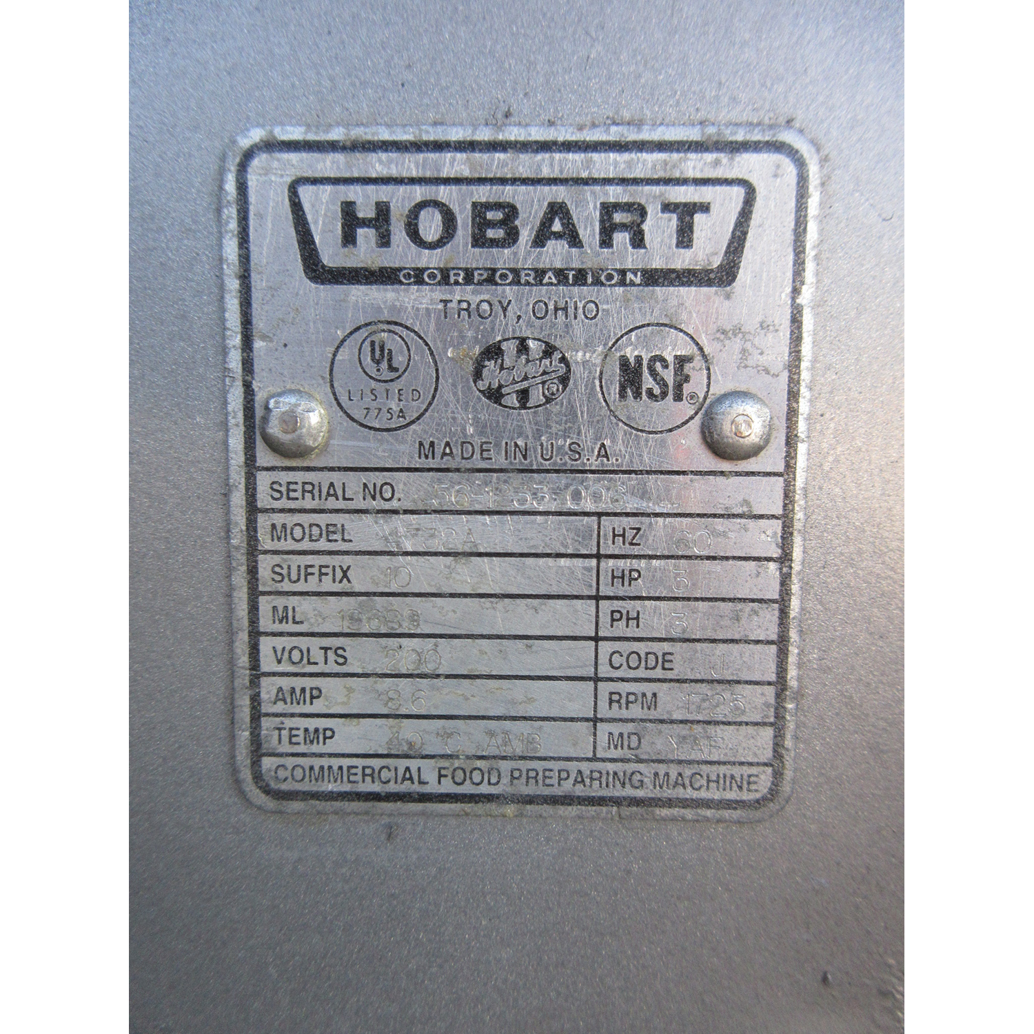 Hobart 4732A 3 H.P. Meat Grinder, Used Excellent Condition image 4