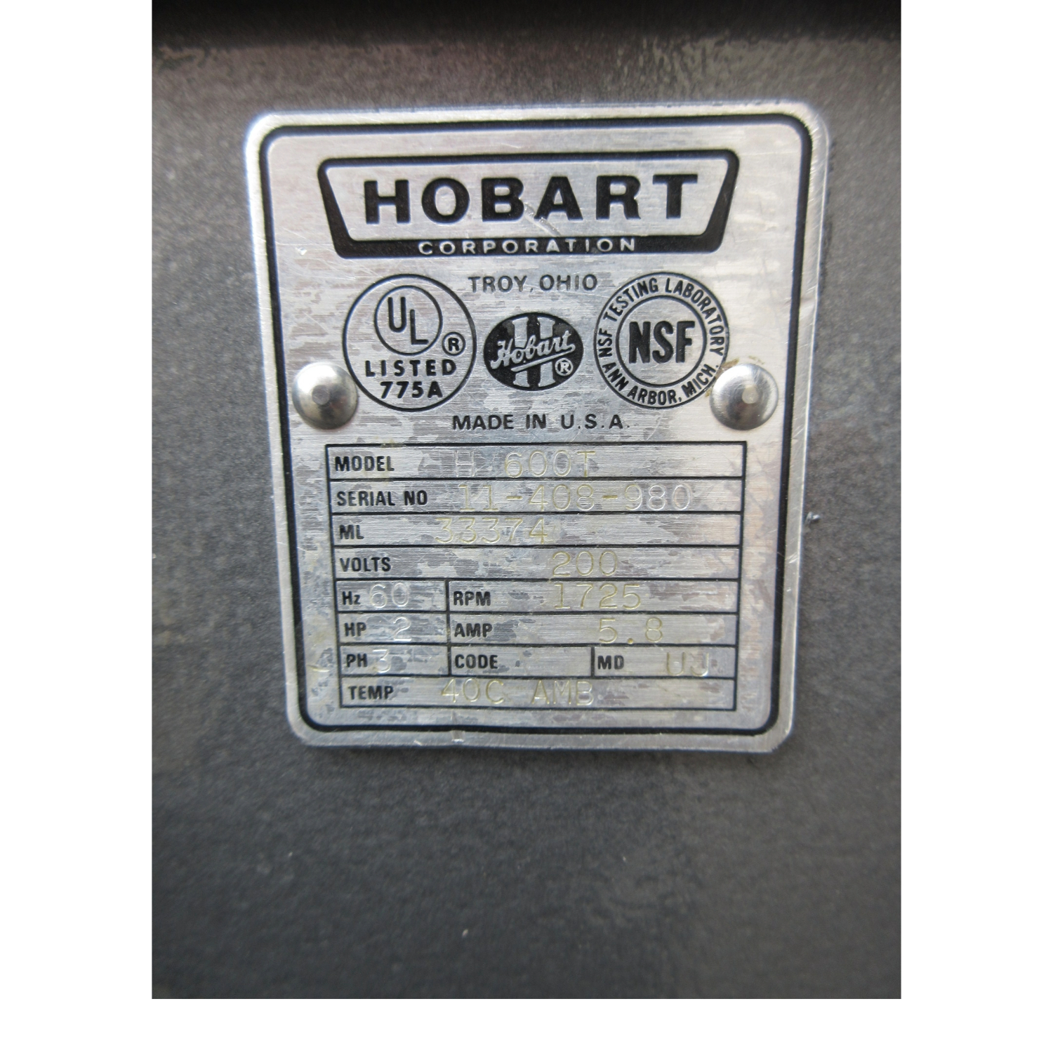 Hobart H600 60 Qt Mixer Bowl And 2 Attachments Included, Used Excellent Condition image 3