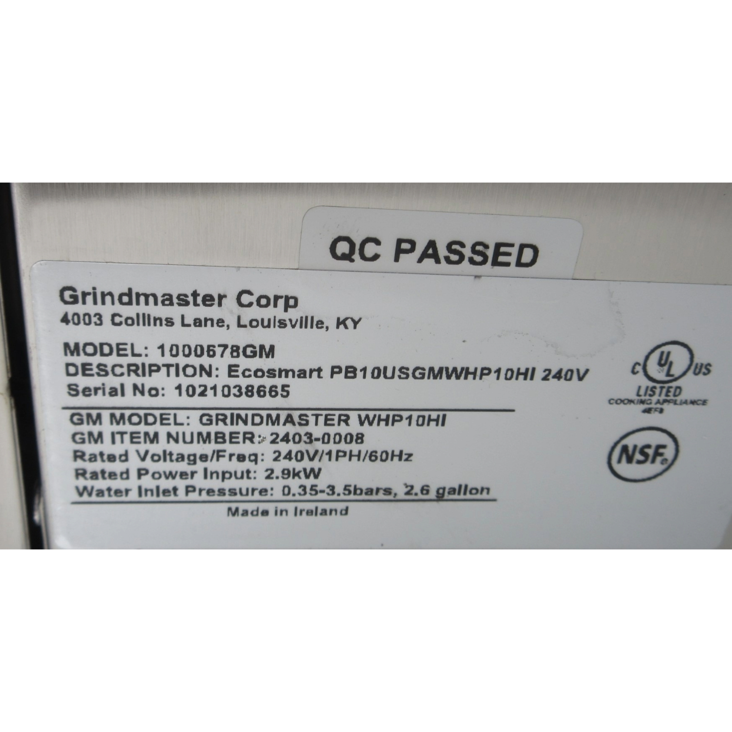 Grindmaster WHP10HI-240 Gallon Electric Countertop Hot Water Dispenser, Used Excellent Condition image 2