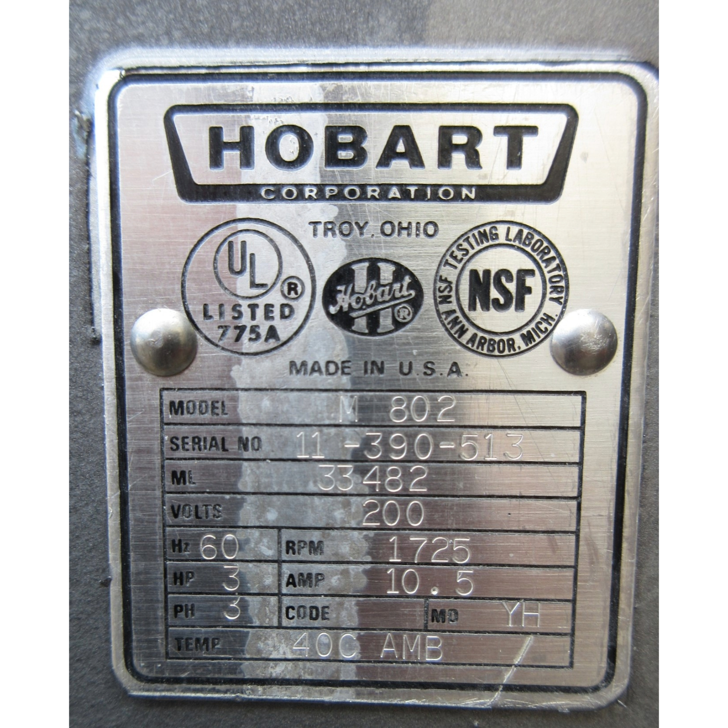 Hobart M802 80 Qt Mixer, Bowl And 2 Attachments Included, Used Excellent Condition image 3