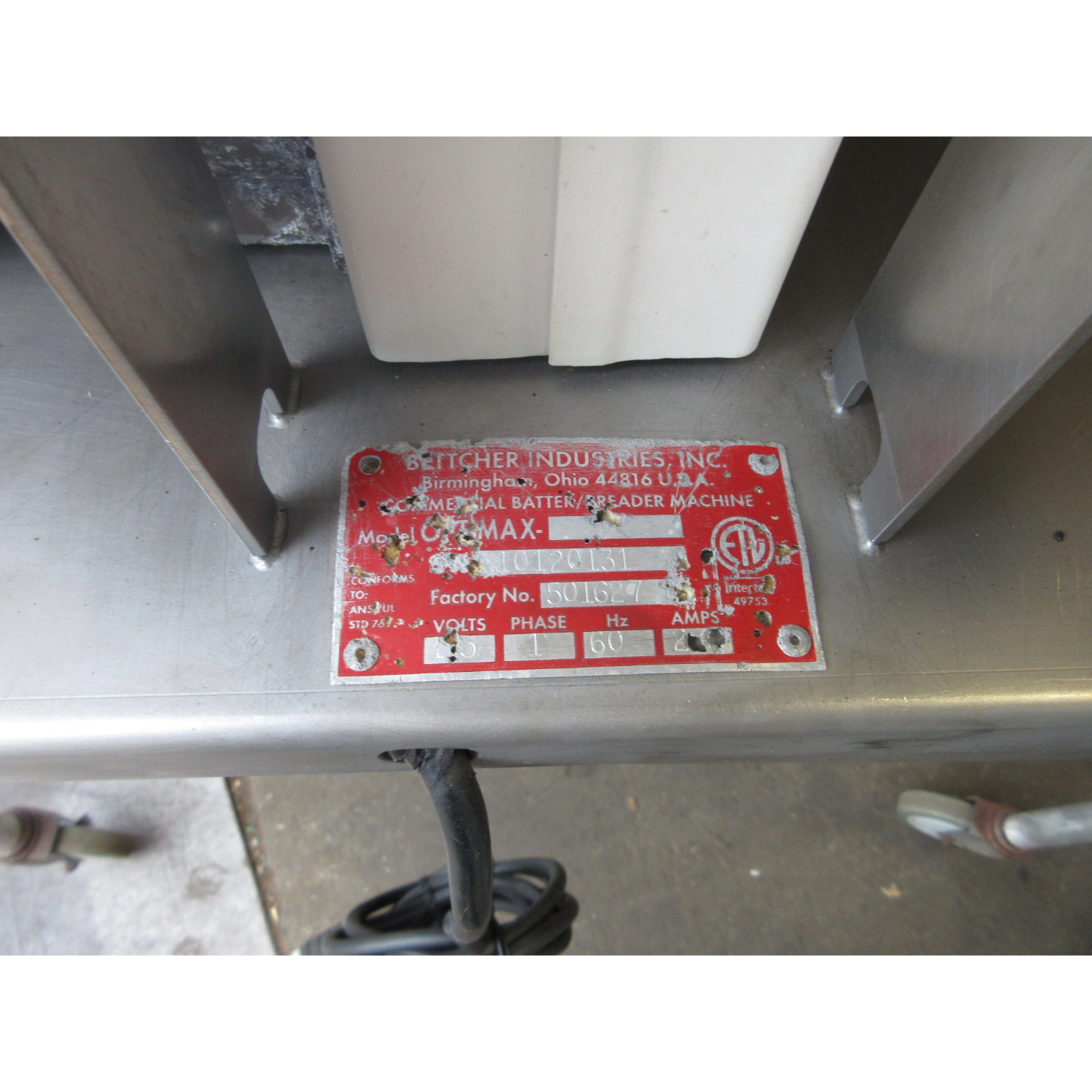 Bettcher SBB Batter Breader System, Used Working Condition, Incomplete image 5