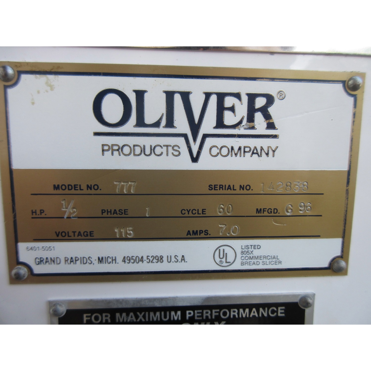 Oliver 777 Bread Slicer 1/2 Cut, Used Excellent Condition image 4