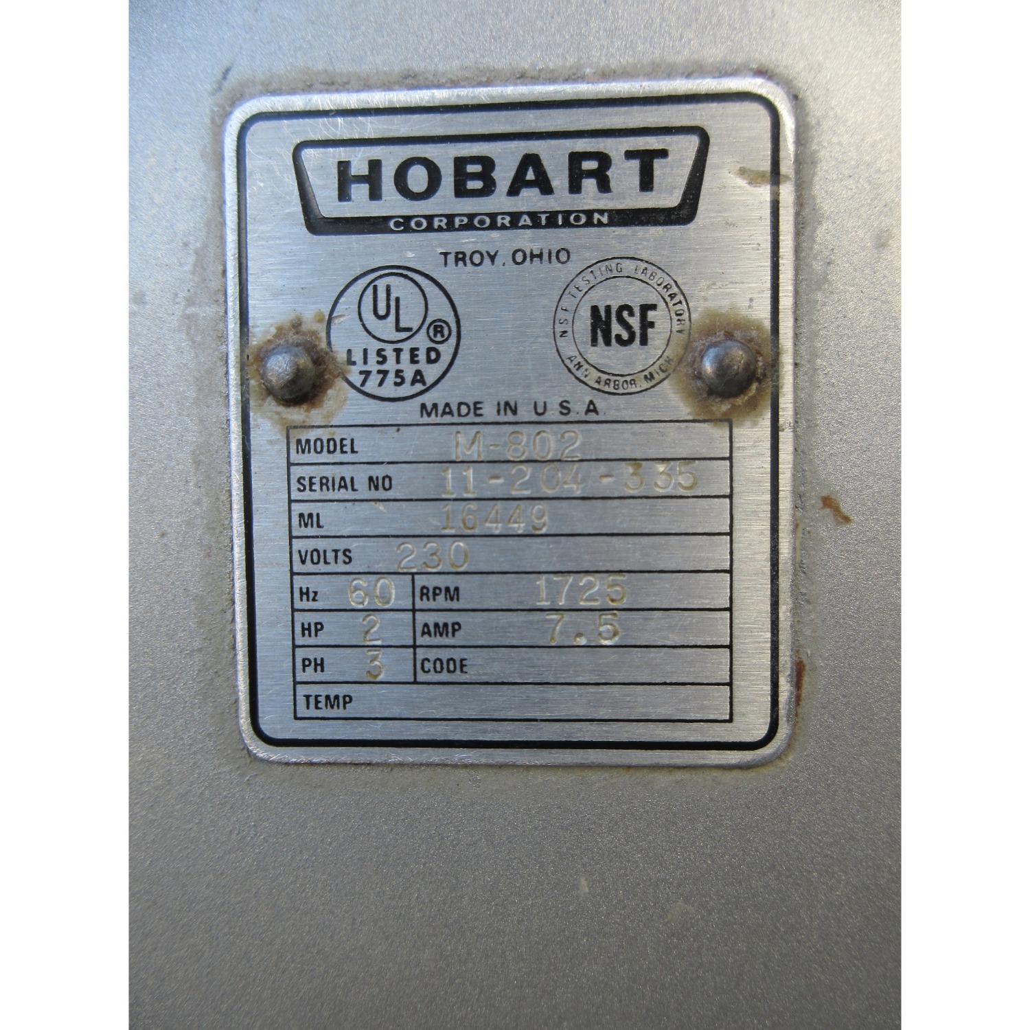 Hobart M802 80 Qt Mixer, Bowl And 2 Attachments Included, Used Excellent Condition image 3