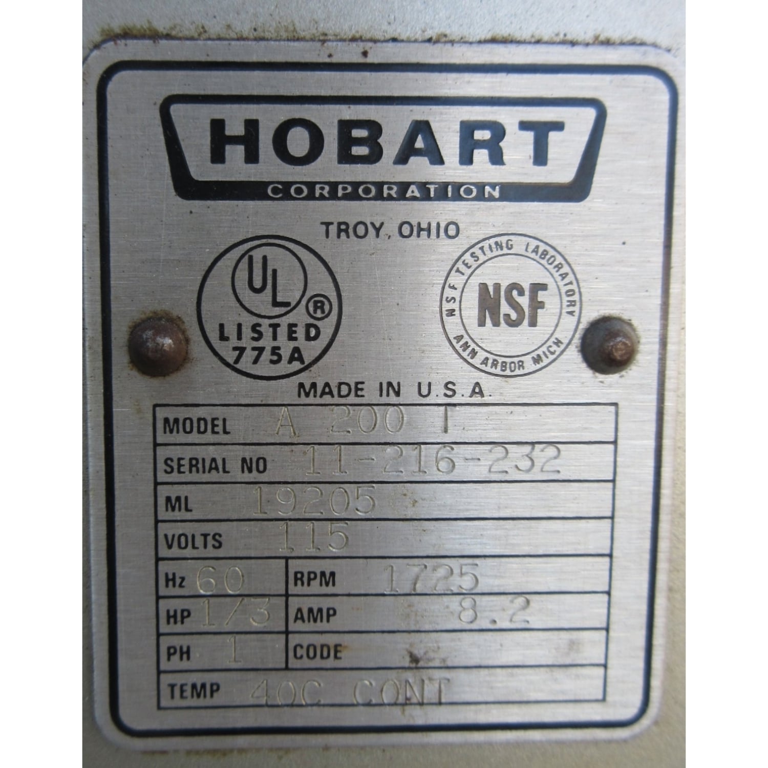 Hobart A200T Mixer 20 Qt, Bowl And 2 Attachments Included, Used Excellent Condition image 3