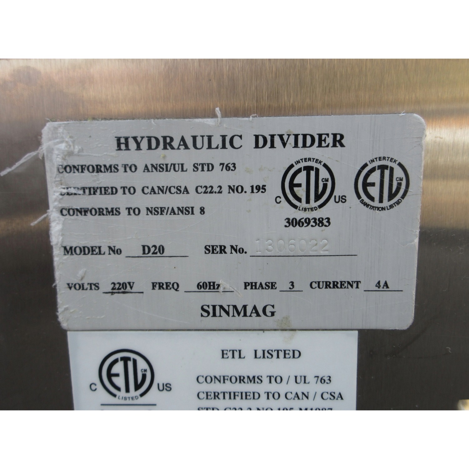 ABS D20 Hydraulic Dough Divider 20 Part, Used Excellent Condition image 4