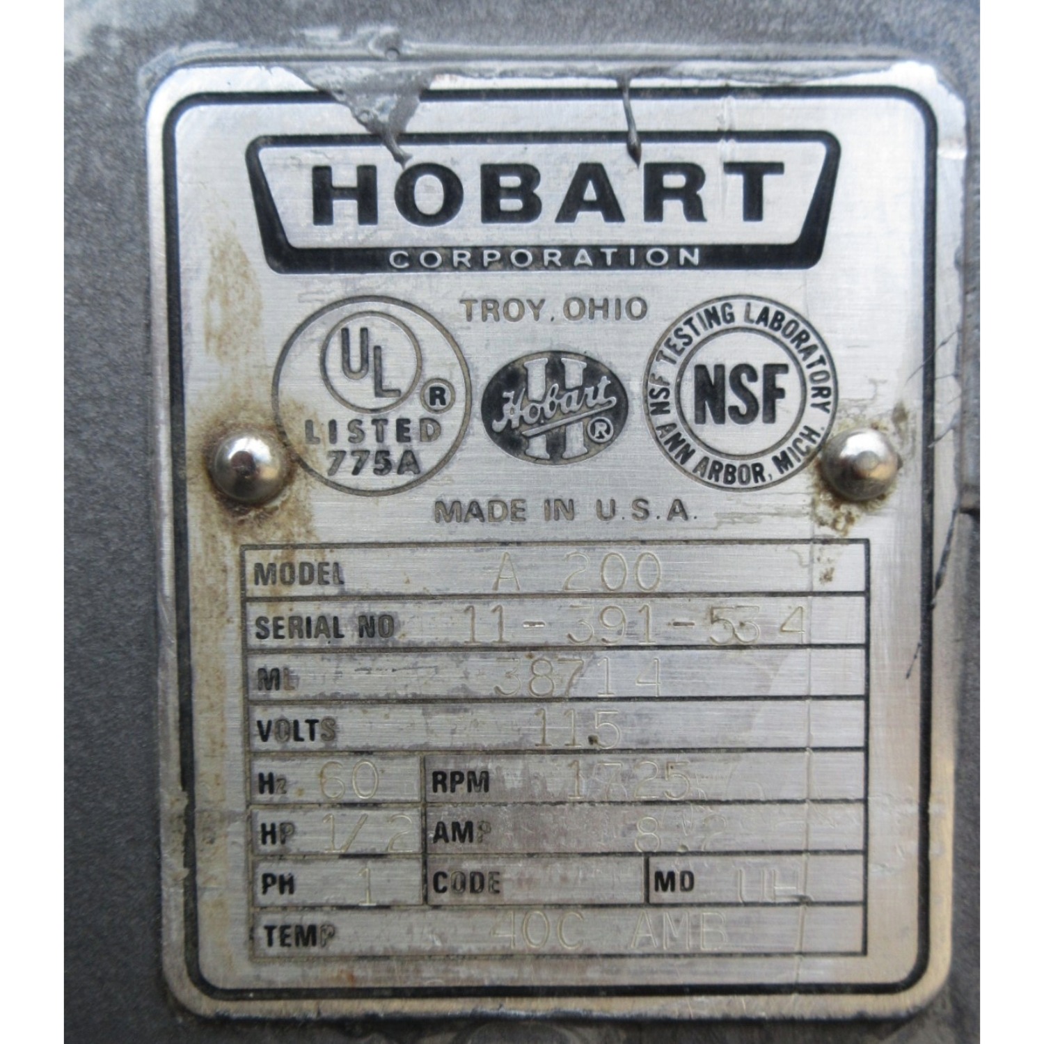 Hobart A200 Mixer 20 Qt, Bowl And 2 Attachments Included, Used Excellent Condition image 3