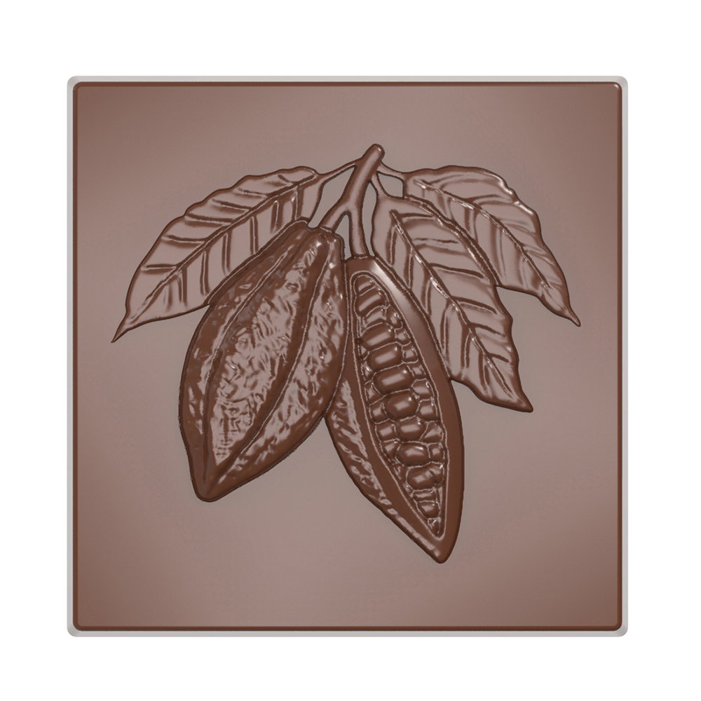 Chocolate World Polycarbonate Square with Cocoa Bean Chocolate Mold, 21 Cavities image 1