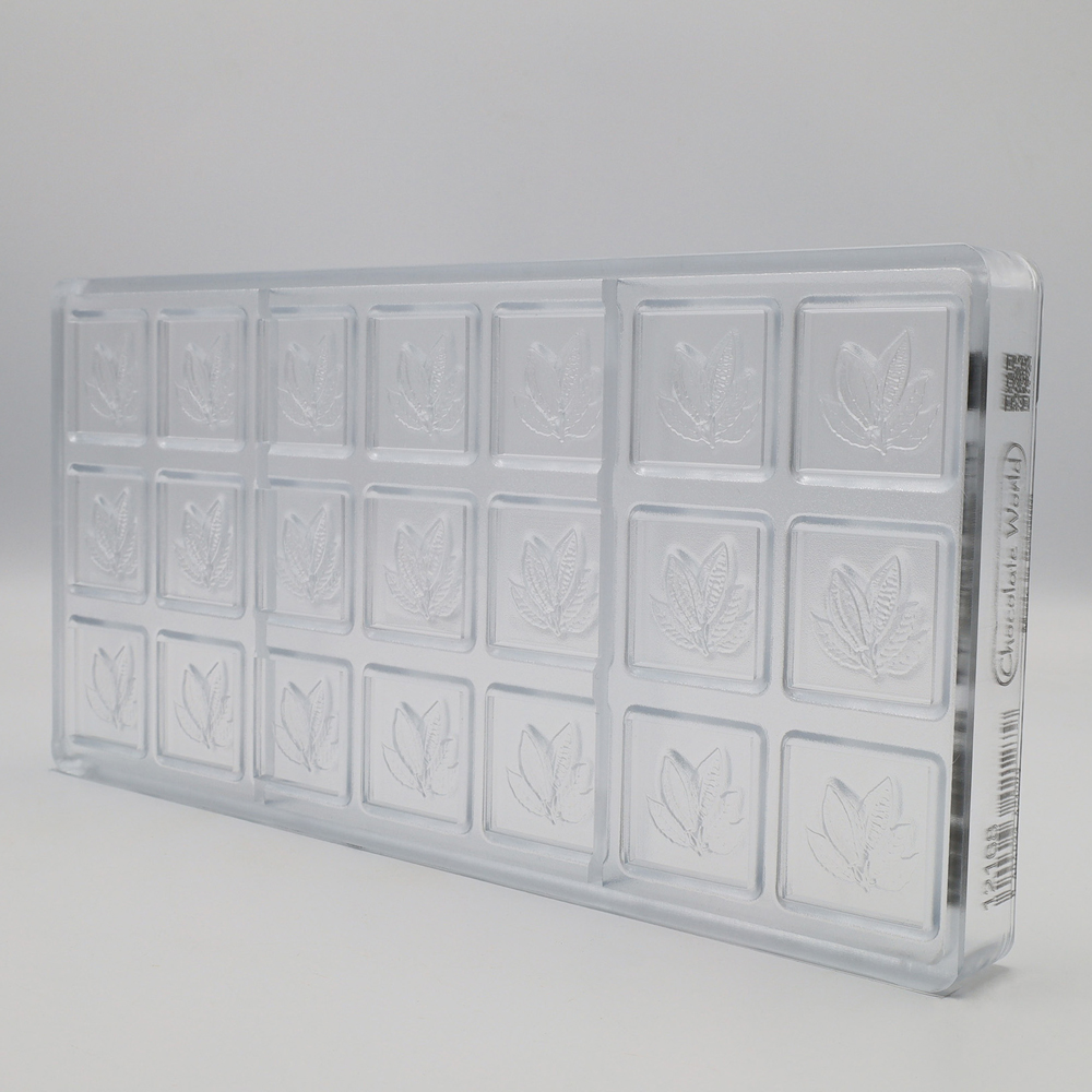 Chocolate World Polycarbonate Square with Cocoa Bean Chocolate Mold, 21 Cavities image 2