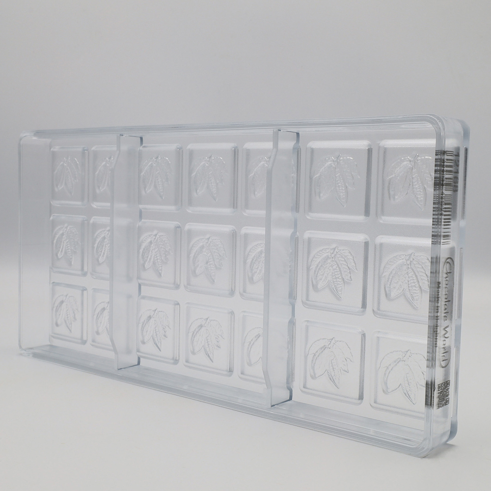 Chocolate World Polycarbonate Square with Cocoa Bean Chocolate Mold, 21 Cavities image 3