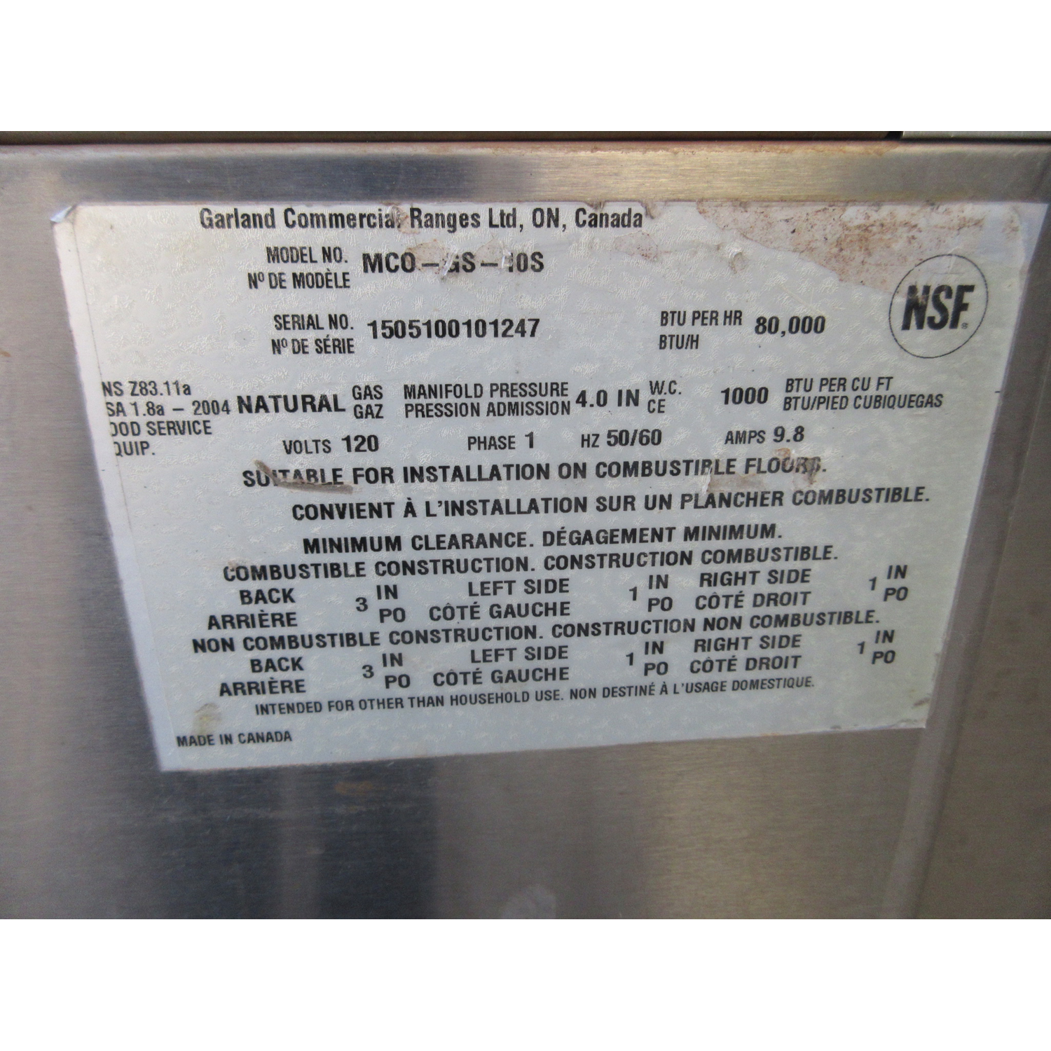 Garland MCO-GS-10S Natural Gas Double Deck Convection Oven, Used Excellent Condition image 4