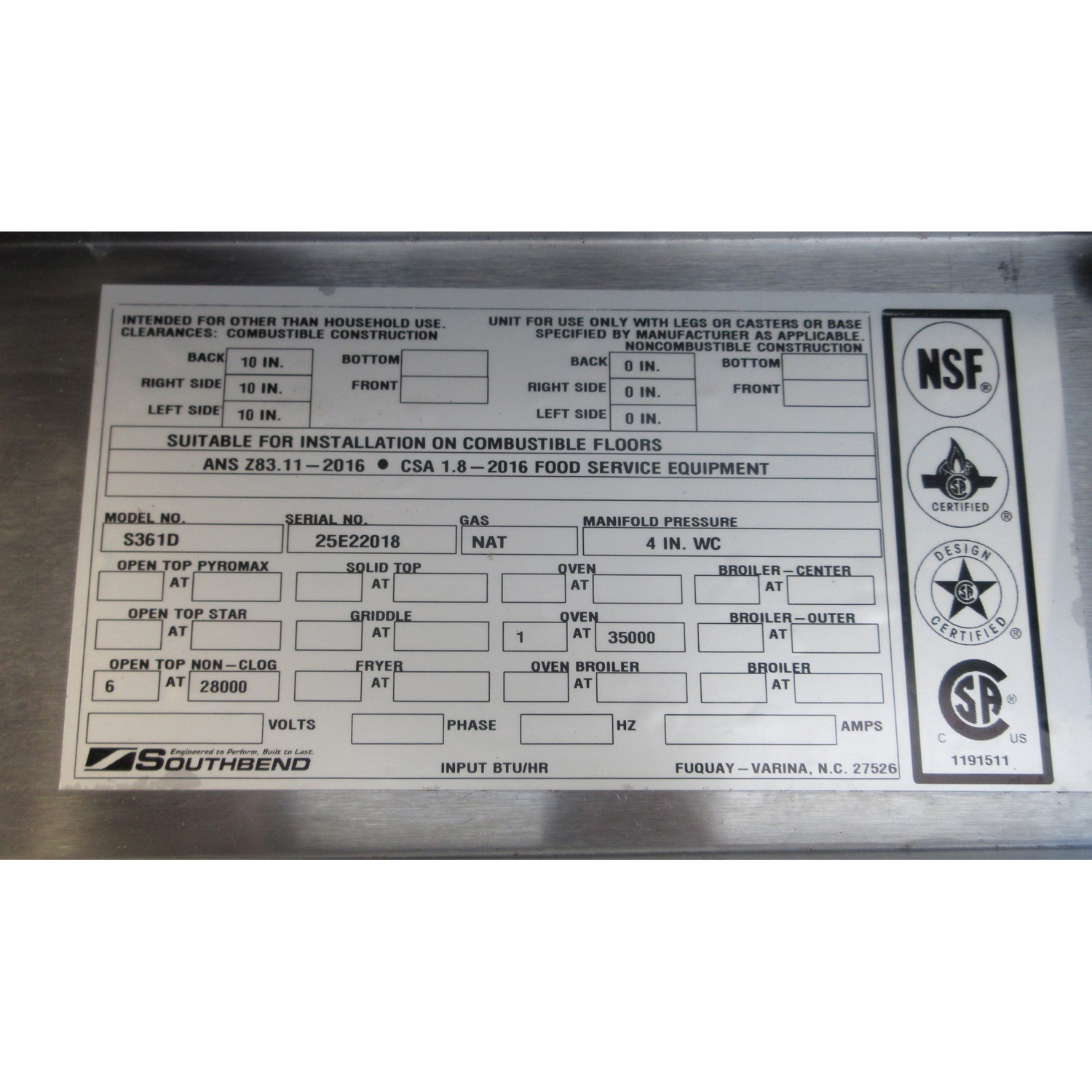 Southbend S36D 6-Burner Natural-Gas Range & Oven, Used Excellent Condition image 4