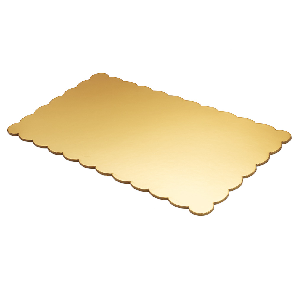 O'Creme Gold Scalloped Log Cake Board, 11.25" x 6.5" - Pack of 25 image 1