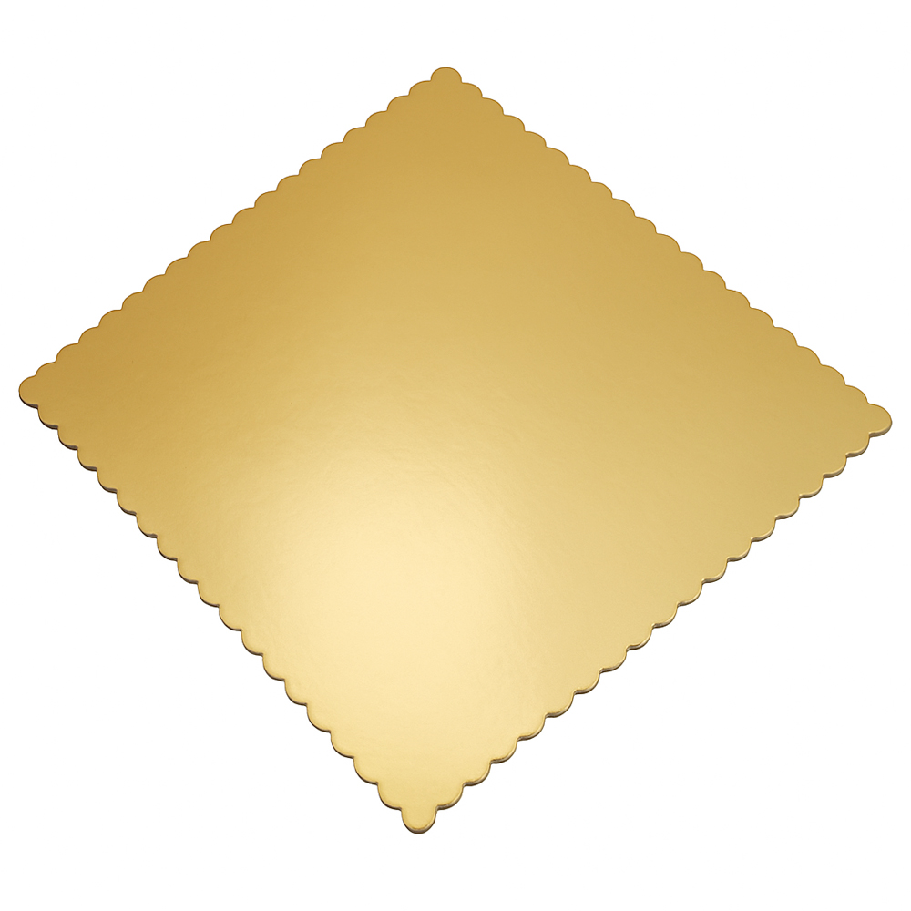 O'Creme Gold Square Scalloped Cake Boards, 12" x 12" - Pack of 25 image 1