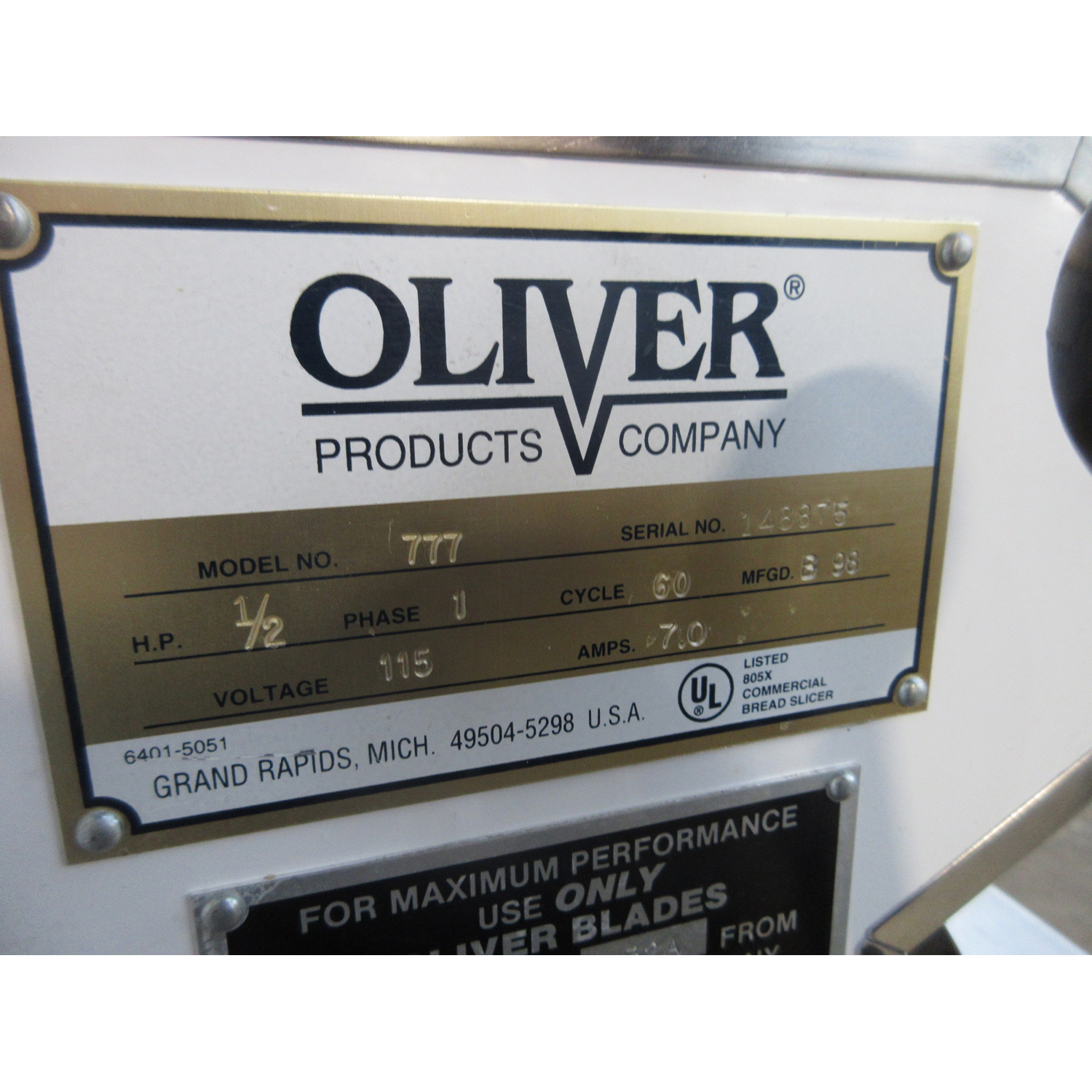 Oliver 777 Bread Slicer 1/2" Cut, Used Excellent Condition image 3