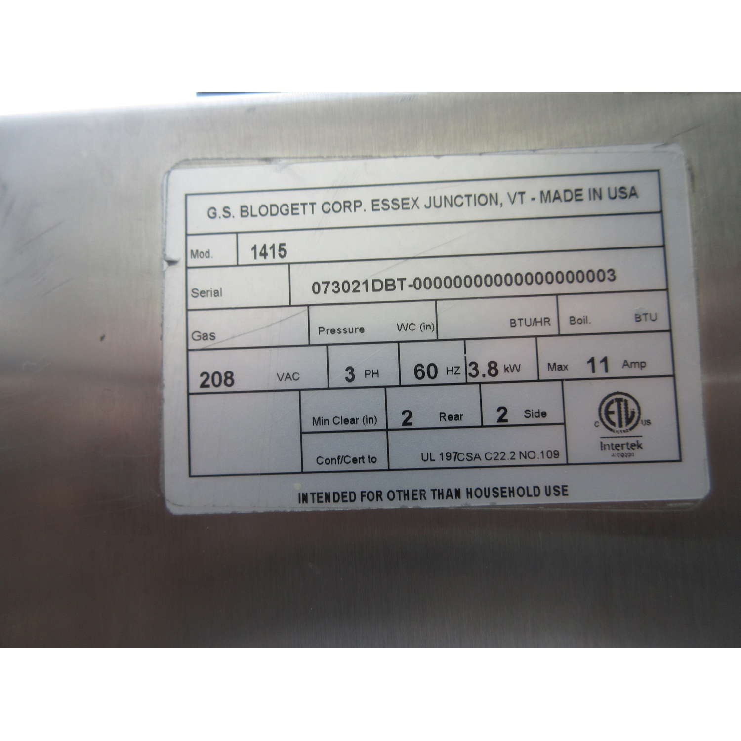 Blodgett 1415 Deck Oven On Stand, Used Excellent Condition image 5