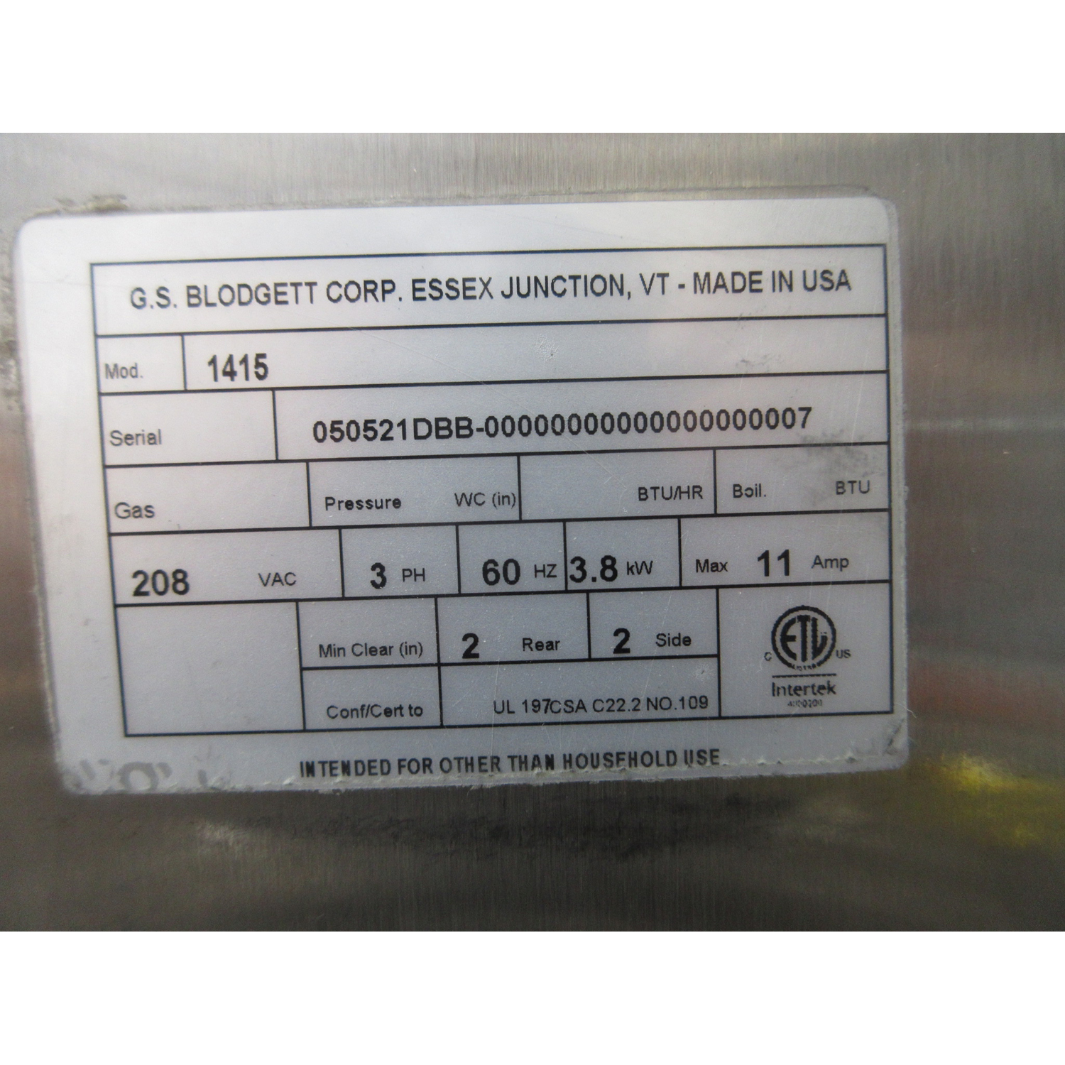 Blodgett 1415 Deck Oven On Stand, Used Excellent Condition image 6