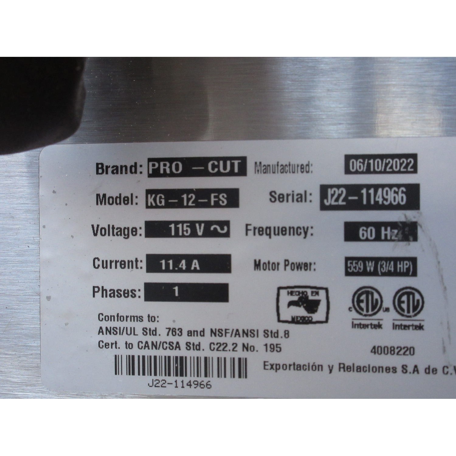 Pro-Cut KG-12-FS Meat Grinder, Used Excellent Condition image 2