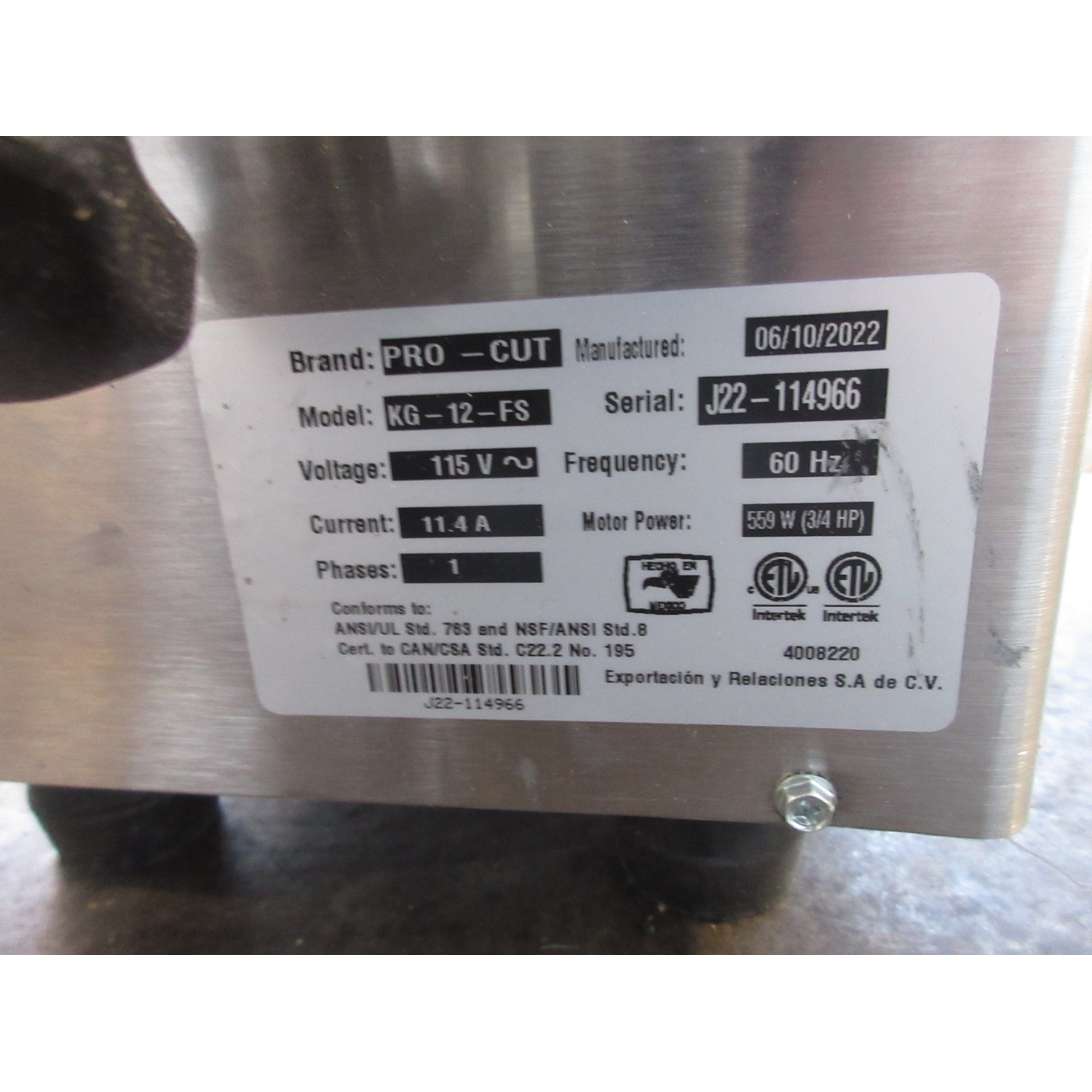 Pro-Cut KG-12-FS Meat Grinder, Used Excellent Condition image 3