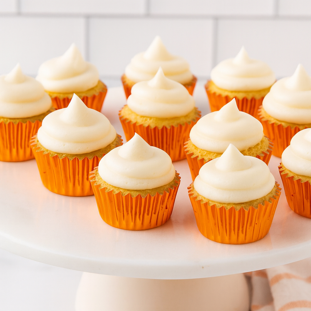 O'Creme Orange Mini Foil Cupcake LIners, 1.25" Diameter - Pack of 500 image 1