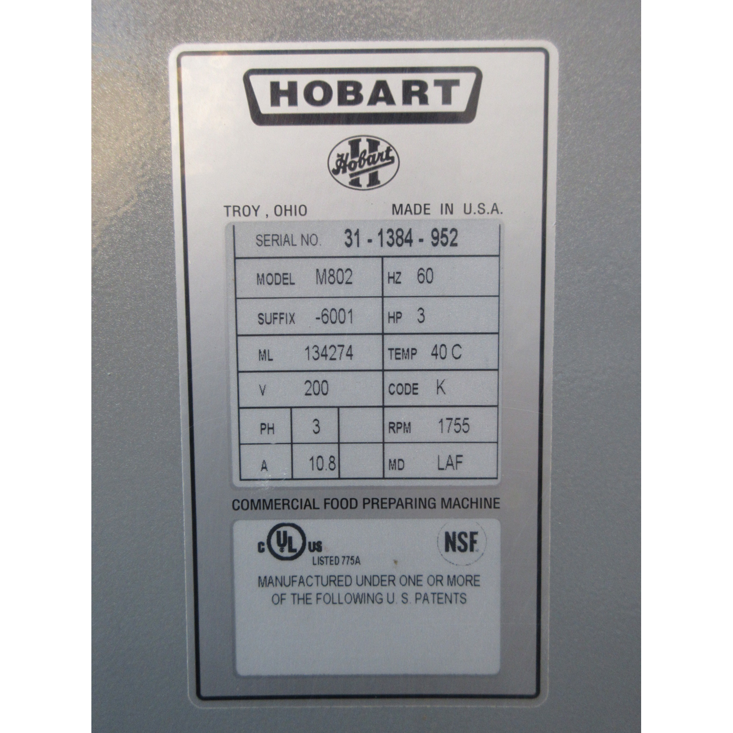 Hobart M802 80 Qt Mixer, Bowl And 2 Attachments Included, Used Excellent Condition image 3