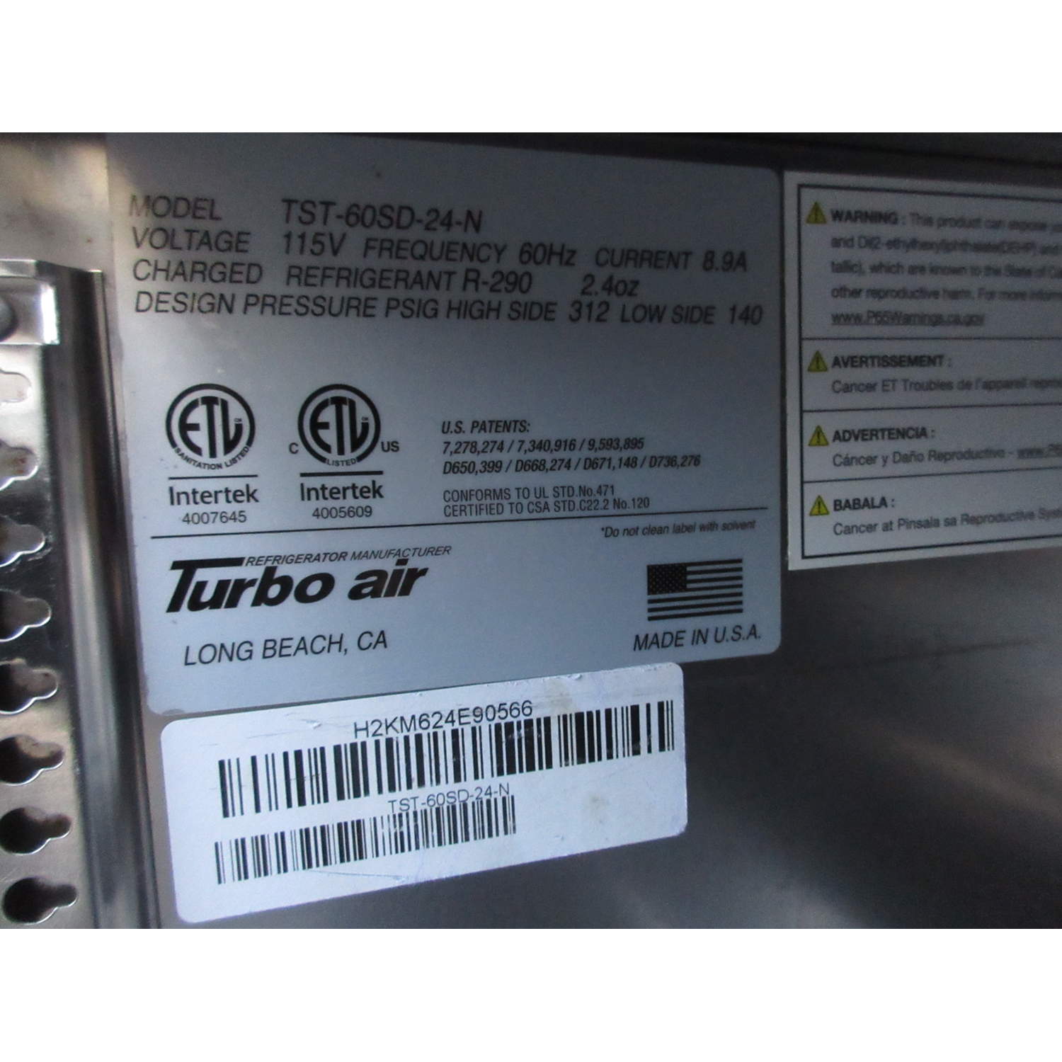 Turbo Air TST-60SD-24-N Sandwich/Salad Prep Table w/ Refrigerated Base, Used Excellent Condition image 4