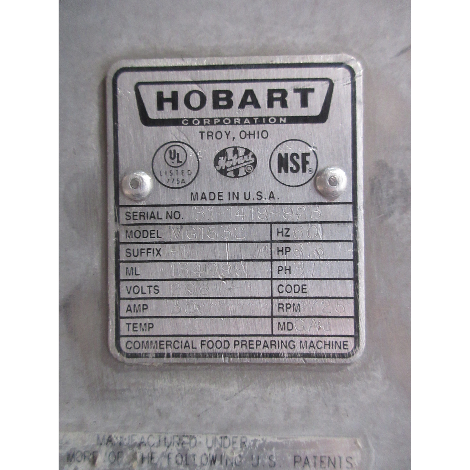 Hobart MG1532 Meat Mixer Grinder, Used Excellent Condition image 4