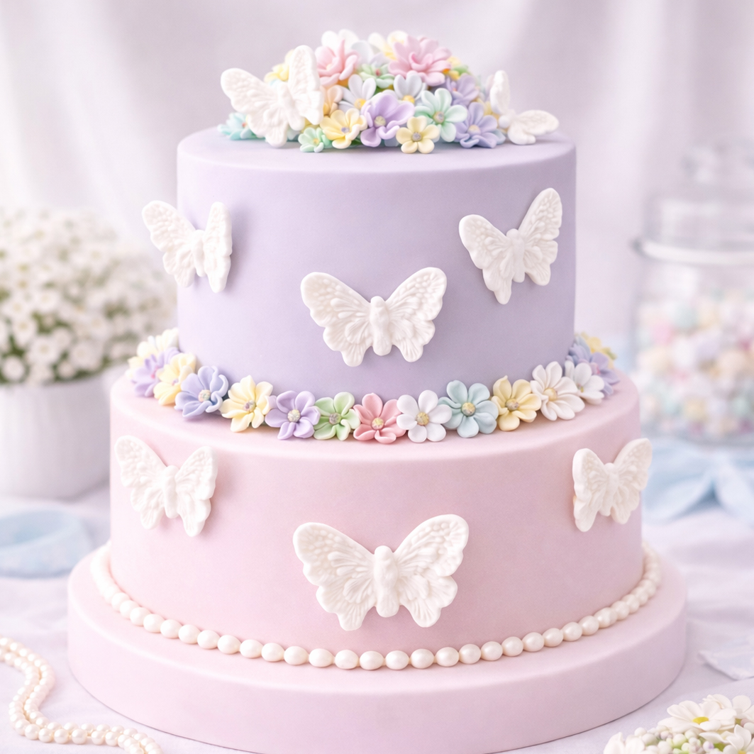 O'Creme White Gumpaste Butterflies, 2.0" - Set of 16 image 1