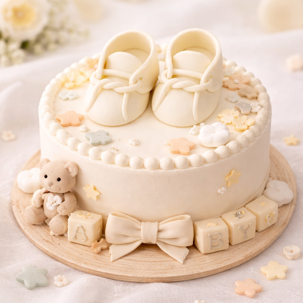 O'Creme Ivory Gumpaste Baby Booties, 3.5" x 1.75" - 1 Pair image 1