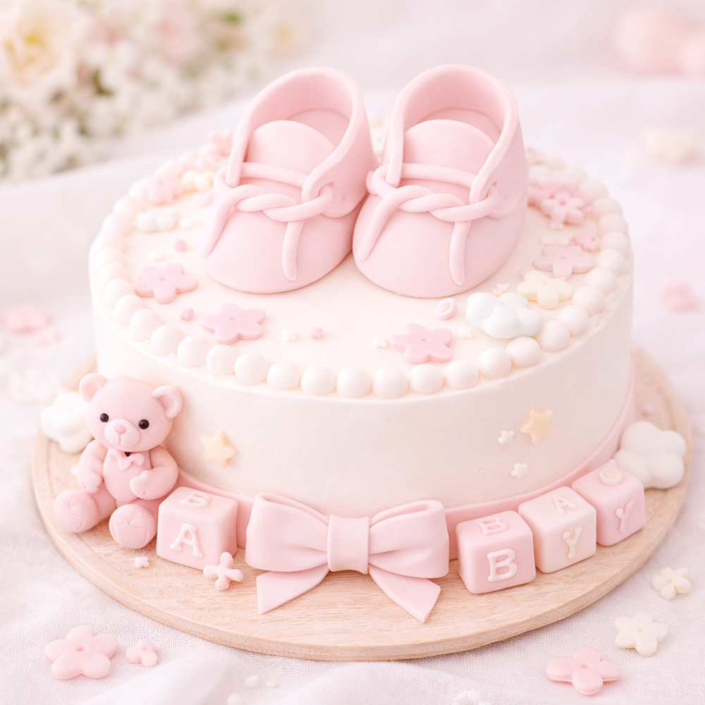 O'Creme Pink Gumpaste Baby Booties, 3.5" x 1.75" - 1 Pair image 1
