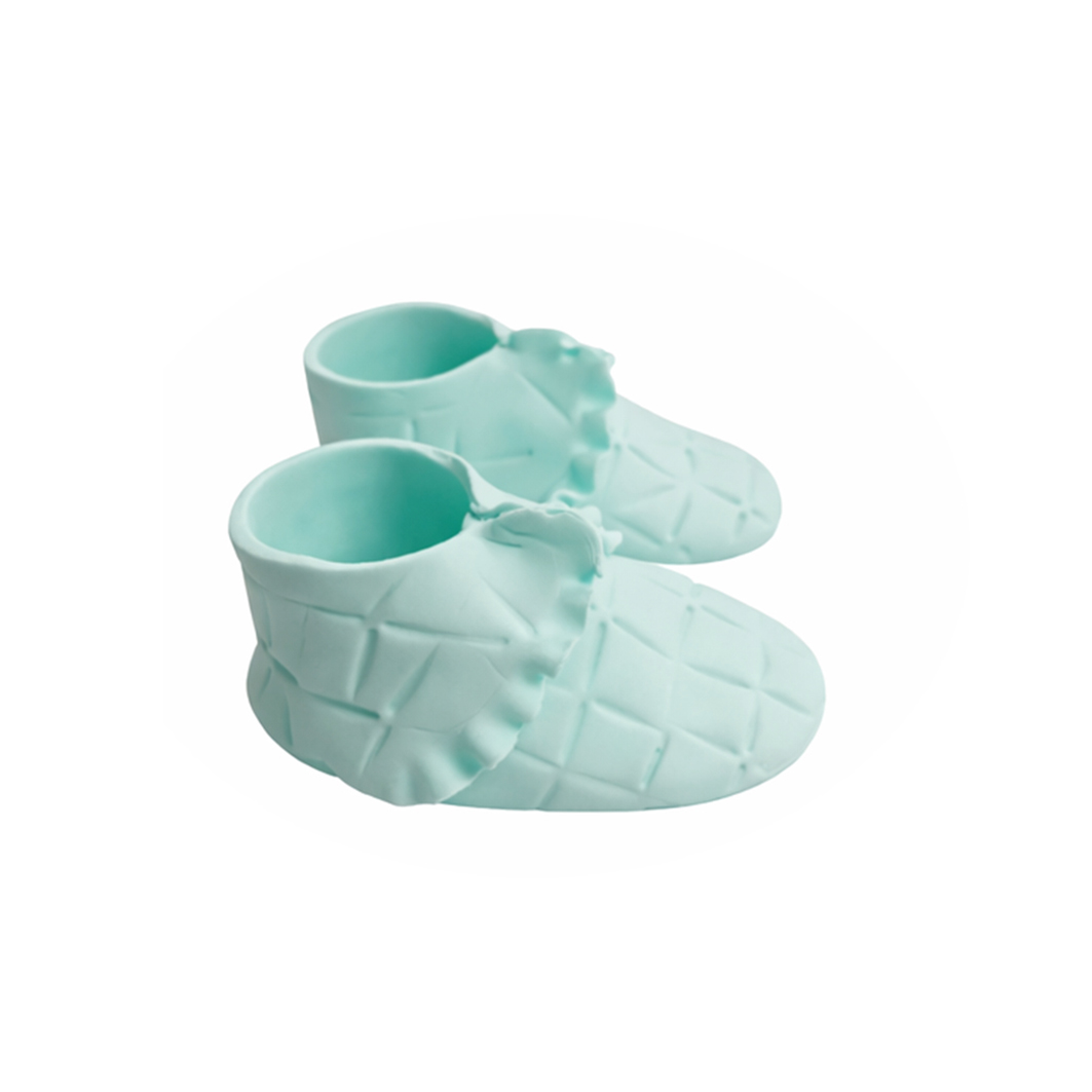 O'Creme Blue Ruffled Gumpaste Booties, 3.5" x 1.75" - 1 Pair image 1