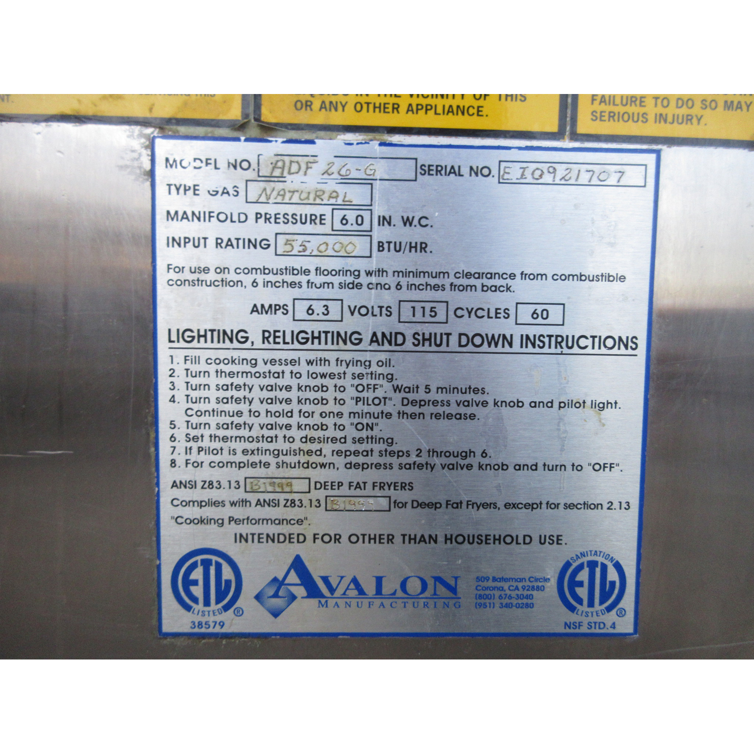 Avalon ADF26-G Donut Fryer, Used Excellent Condition image 5