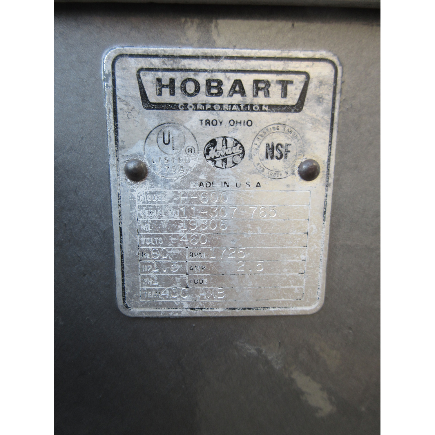 Hobart H600 60 Qt Mixer Bowl And 2 Attachments Included, Used Excellent Condition image 3