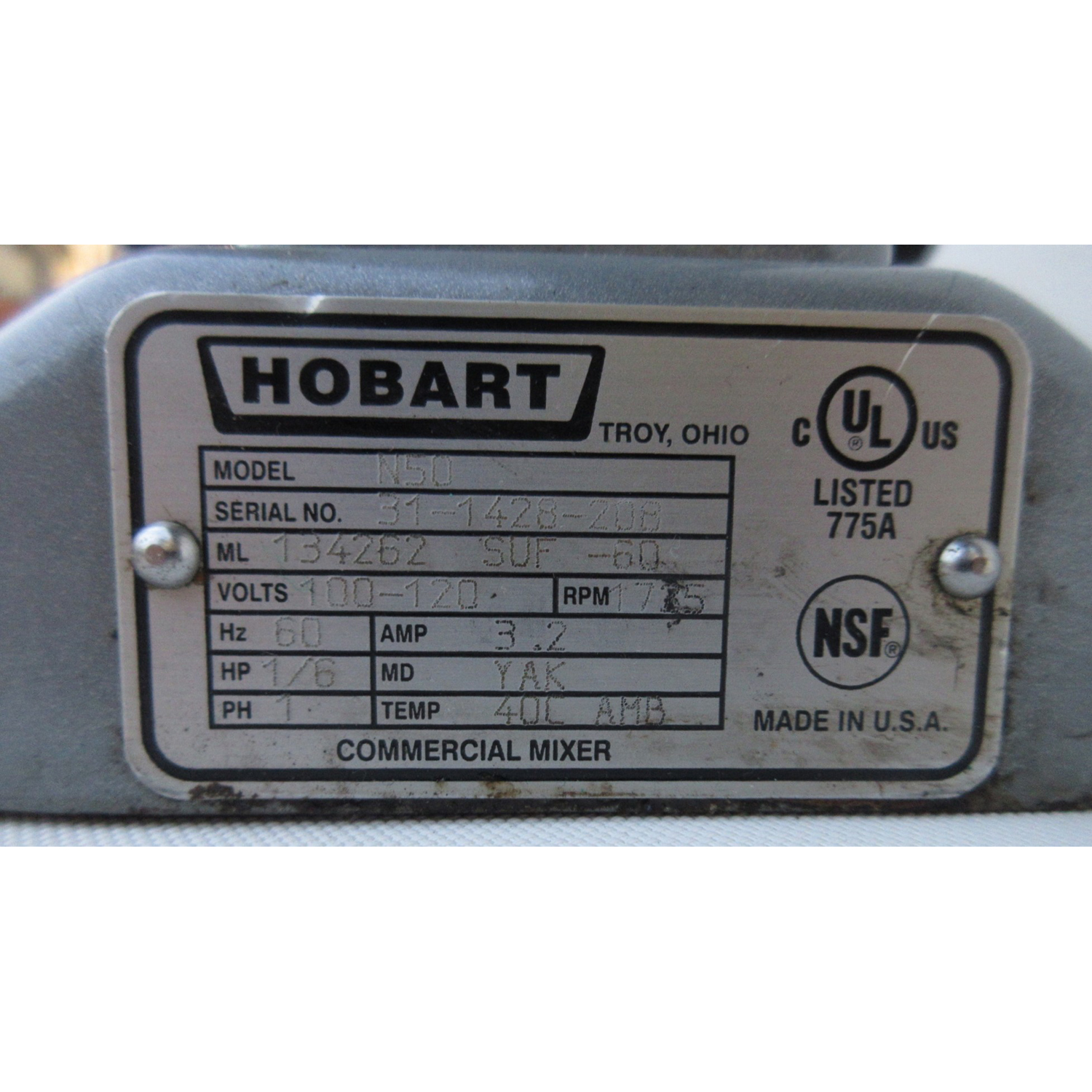 Hobart N50 5 Qt Mixer, Bowl And 2 Attachments Included, Used Excellent Condition image 2