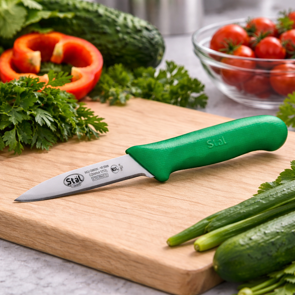 Winco Stal Green Paring Knife, 3-1/4" Blade - Set of 2 image 1