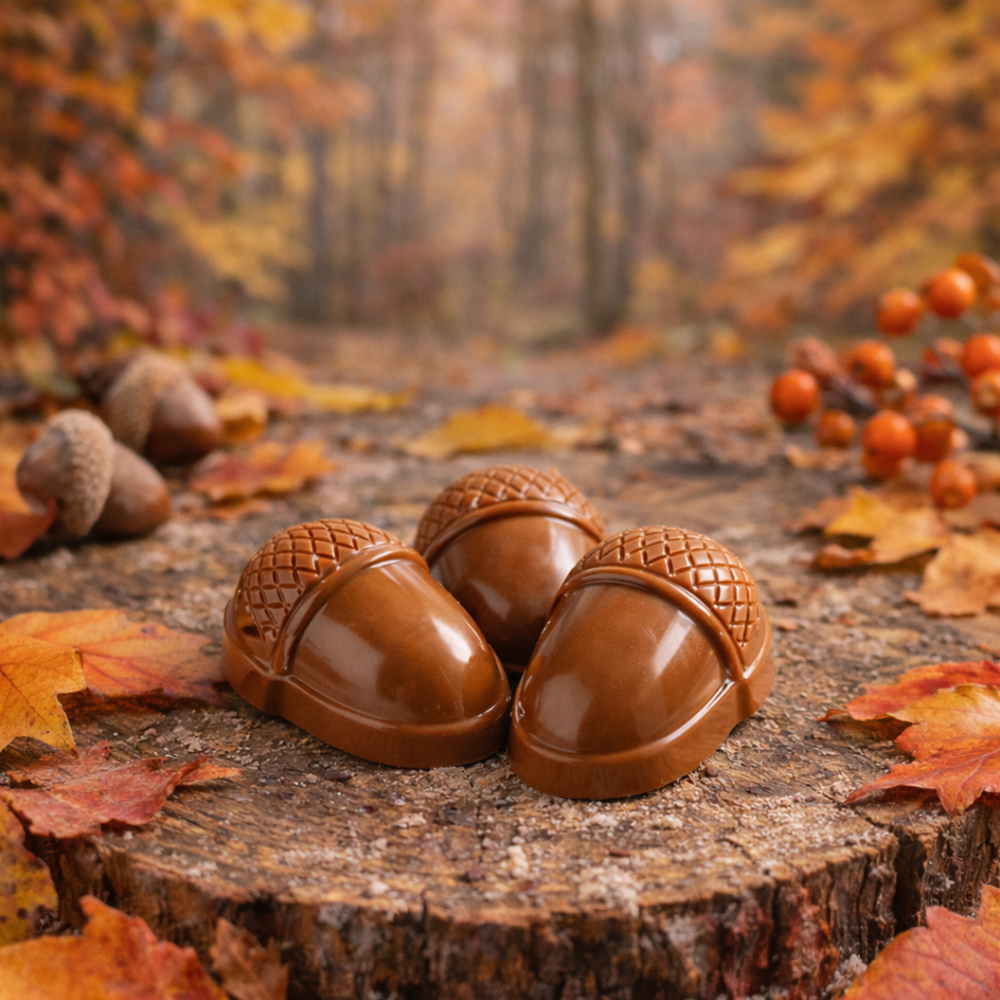 Chocolate World Polycarbonate Acorn Chocolate Mold, 18 Cavities image 1