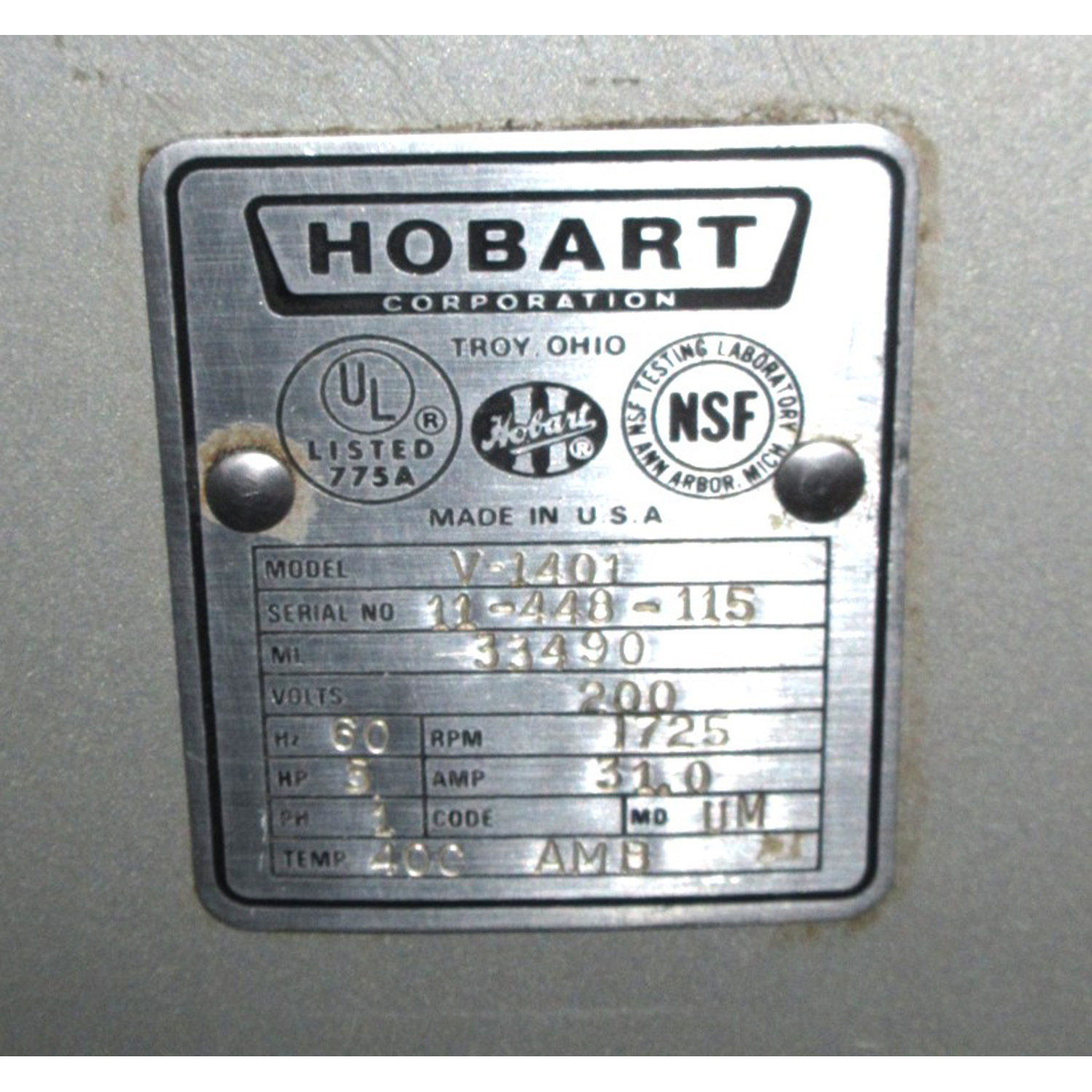 Hobart V1401 Mixer 140 Qt, Bowl And 2 Attachments Included, Used Excellent Condition image 2