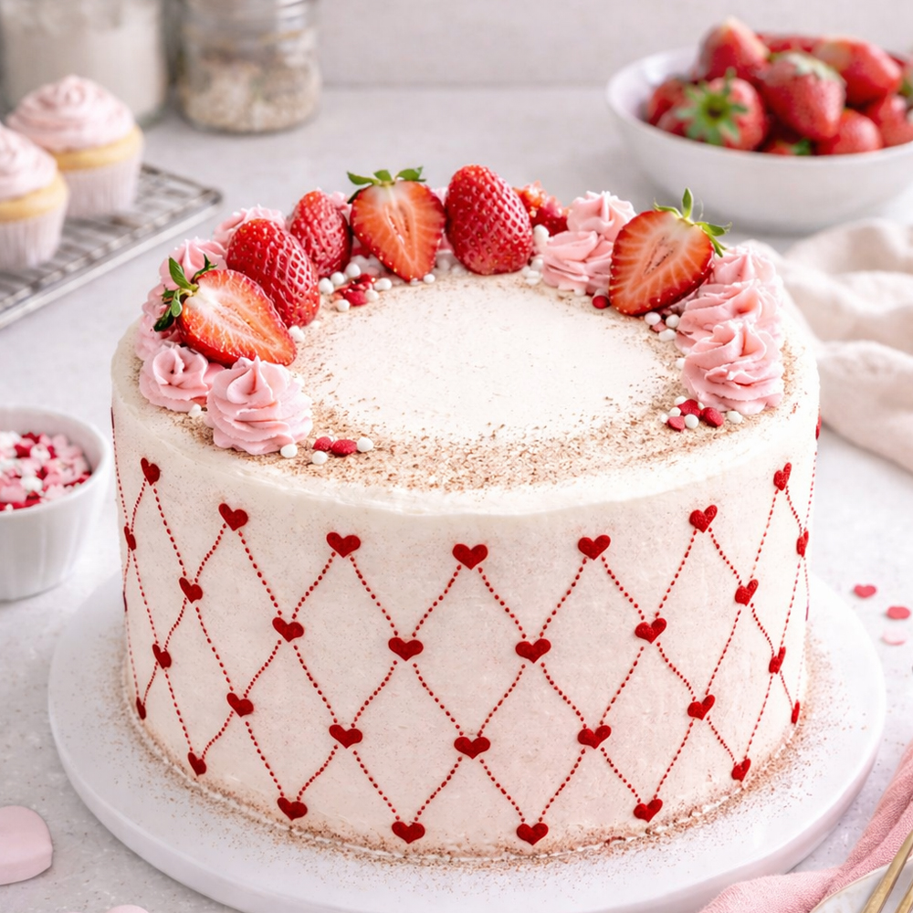 O'Creme Heart Design Cake Decorating Stencil image 1