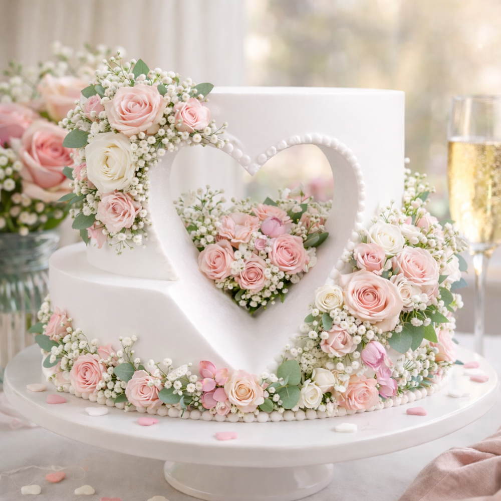 O'Creme Round with Heart Cut Out Polystyrene Cake Dummy Set  image 2