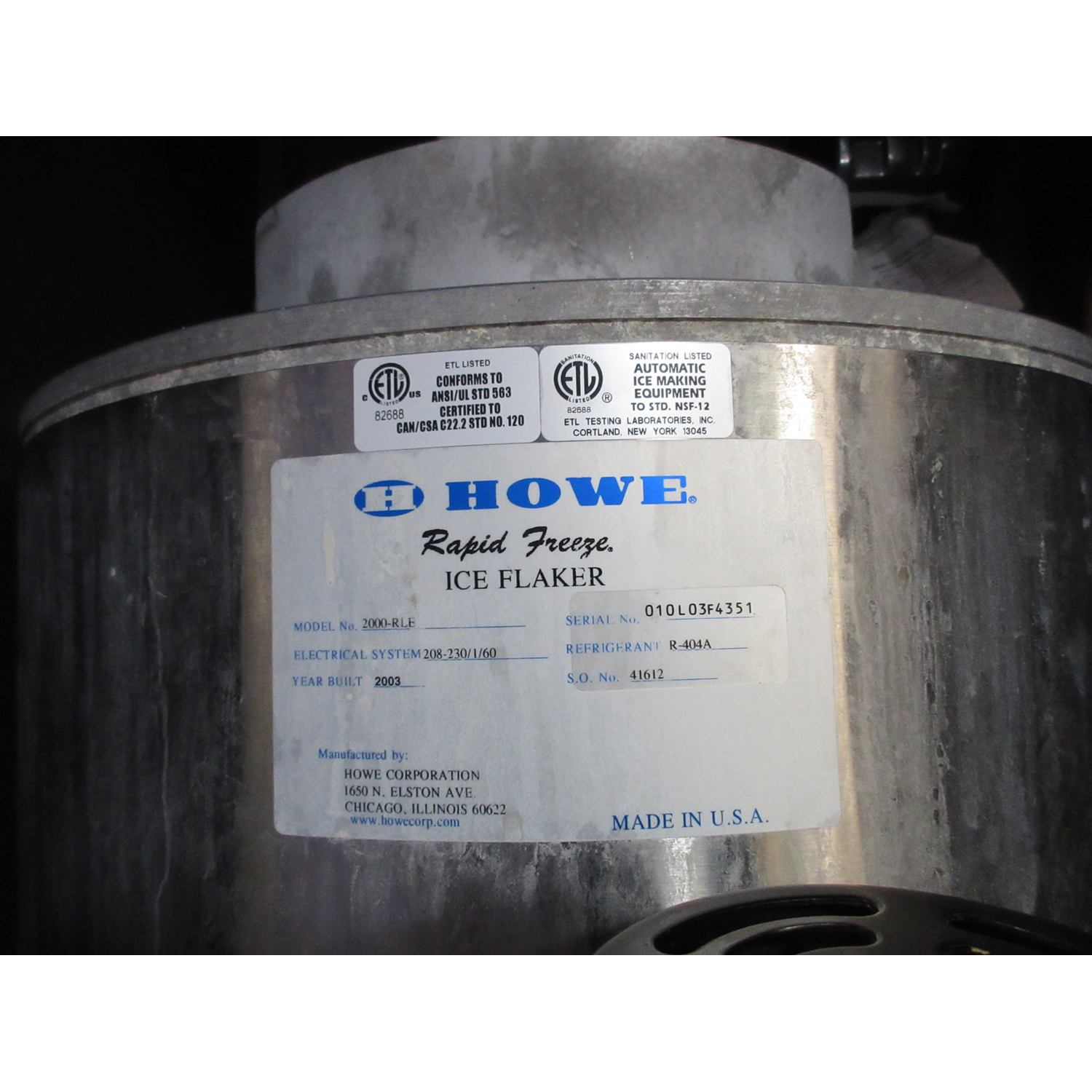 Howe 2000RL Ice Flaker with Bin, Used Excellent Condition image 7