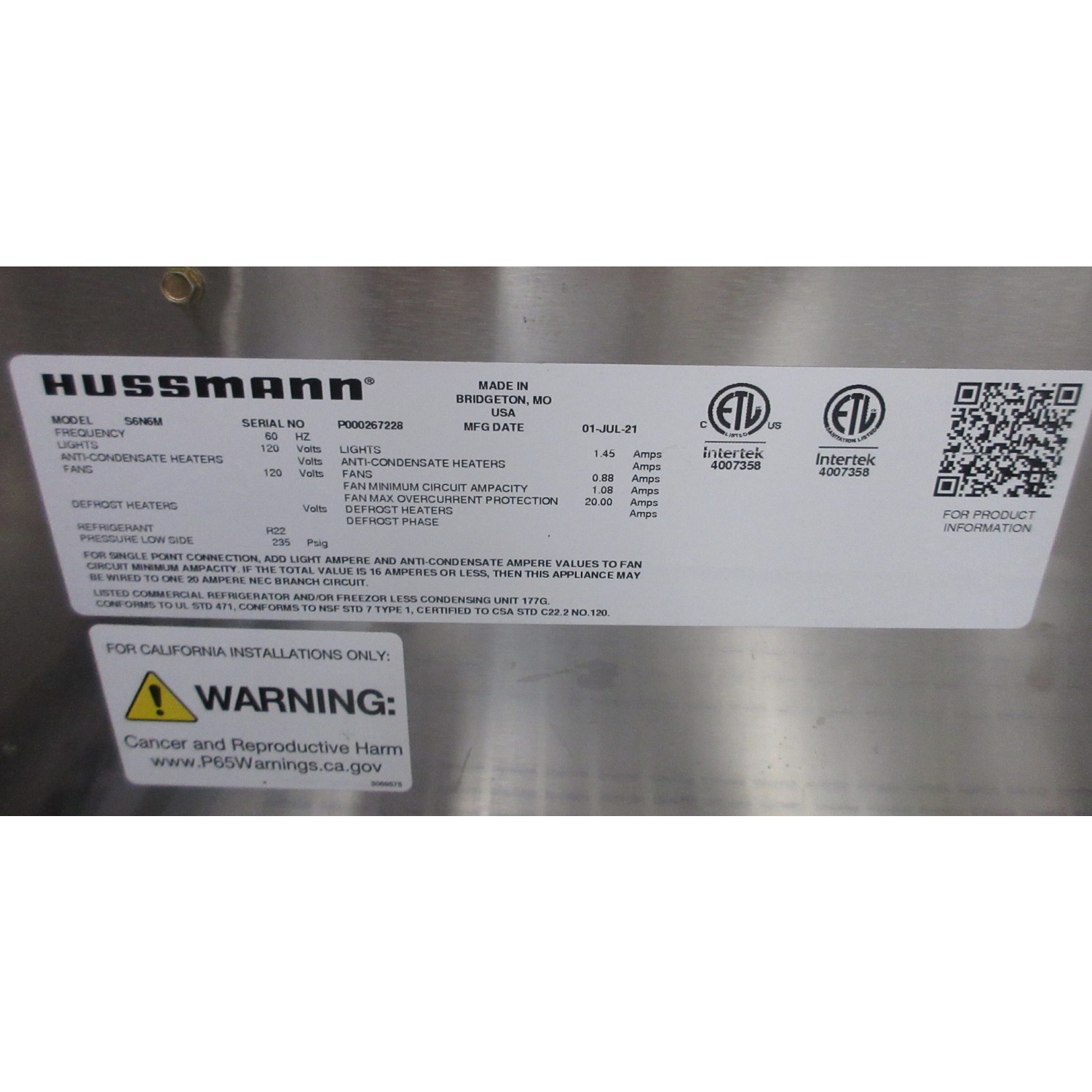 Hussmann S6N6M Self-Service Refrigerator Merchandiser, Used Excellent Condition image 4