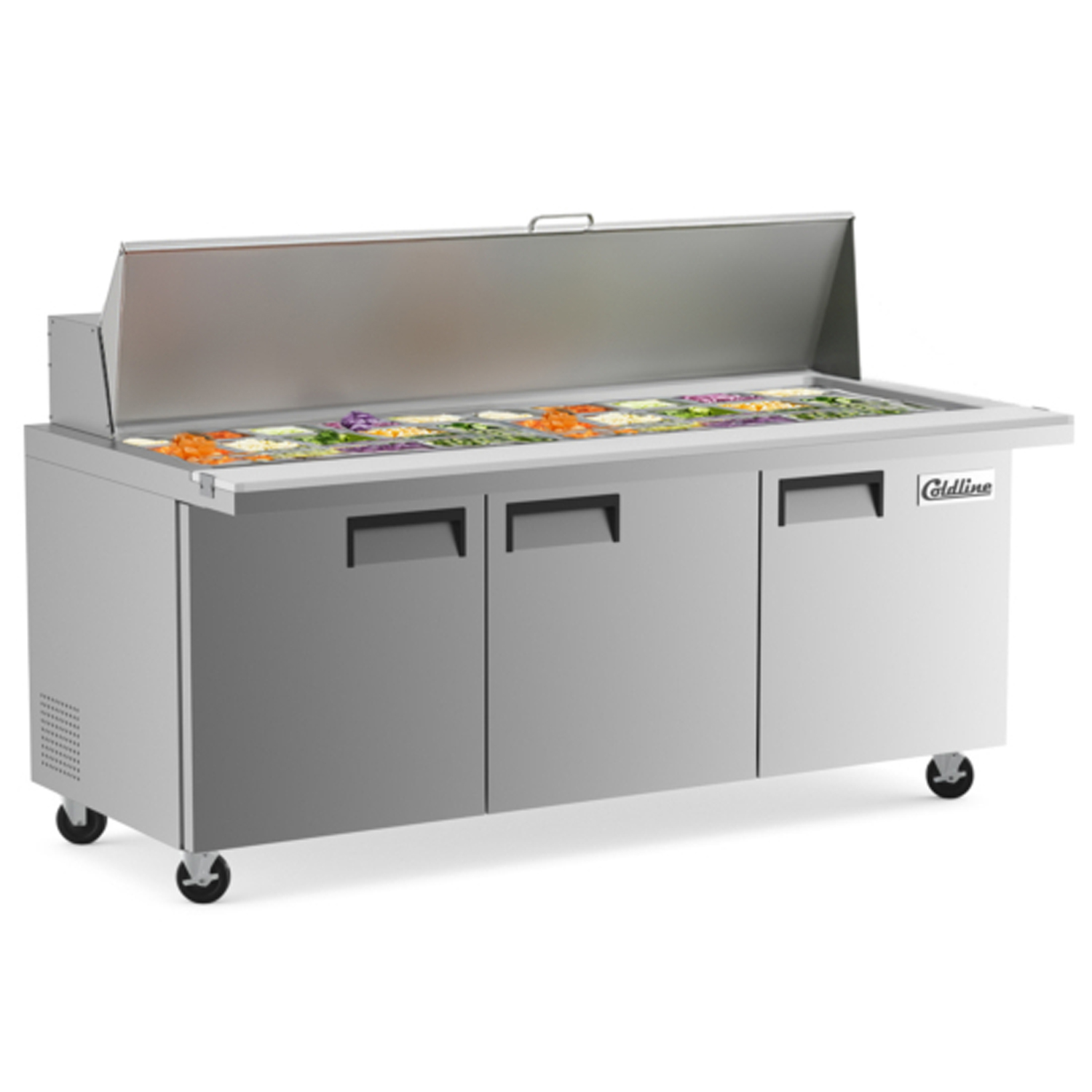 Coldline SMP72 72" Mega Top Refrigerated Sandwich Prep Table with Cutting Board and Food Pans image 2